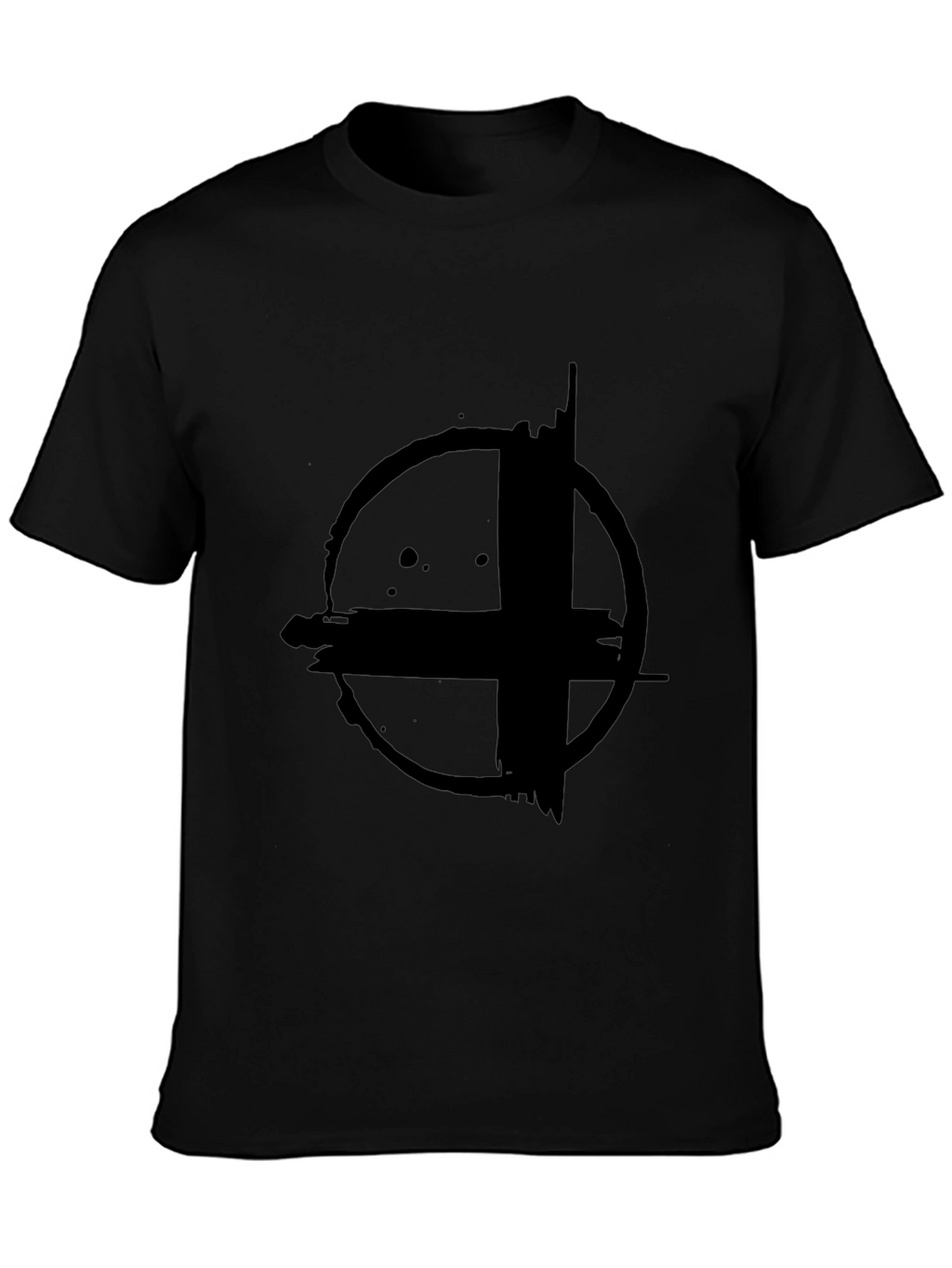 Abstract Circle Cross Graphic Print Black T-Shirt