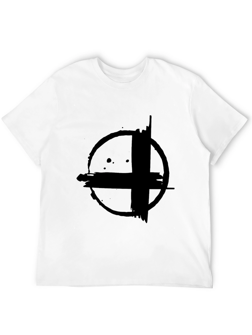 Abstract Circle Cross Graphic Print Black T-Shirt