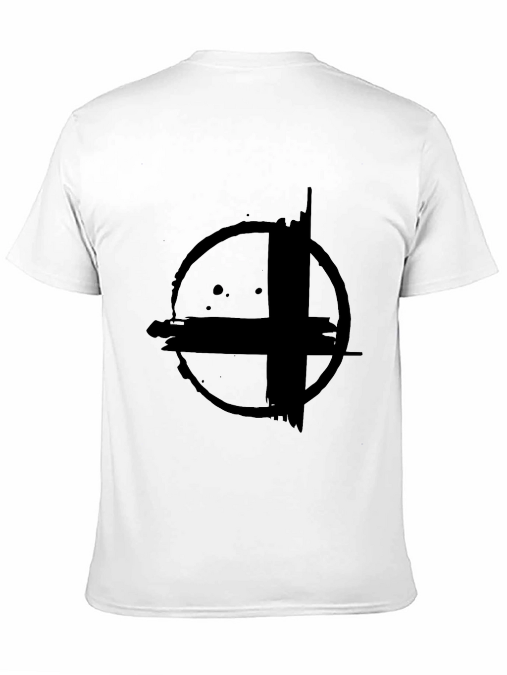 Abstract Circle Cross Graphic Print Black T-Shirt