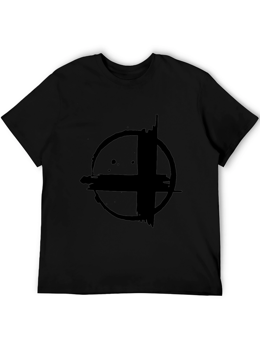 Abstract Circle Cross Graphic Print Black T-Shirt