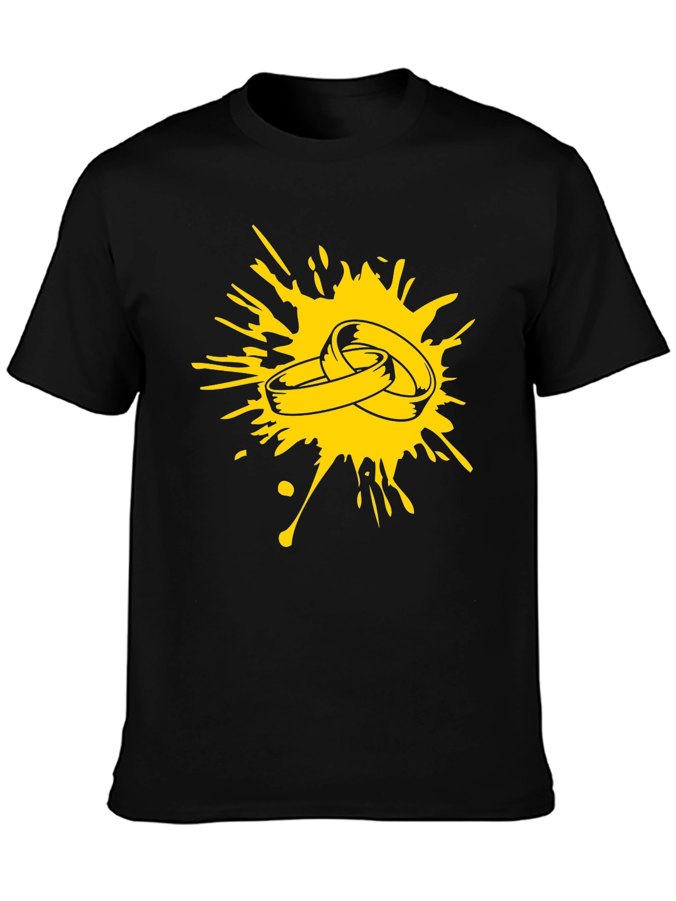 Splash of Love: Black T-Shirt with Ring Graphic