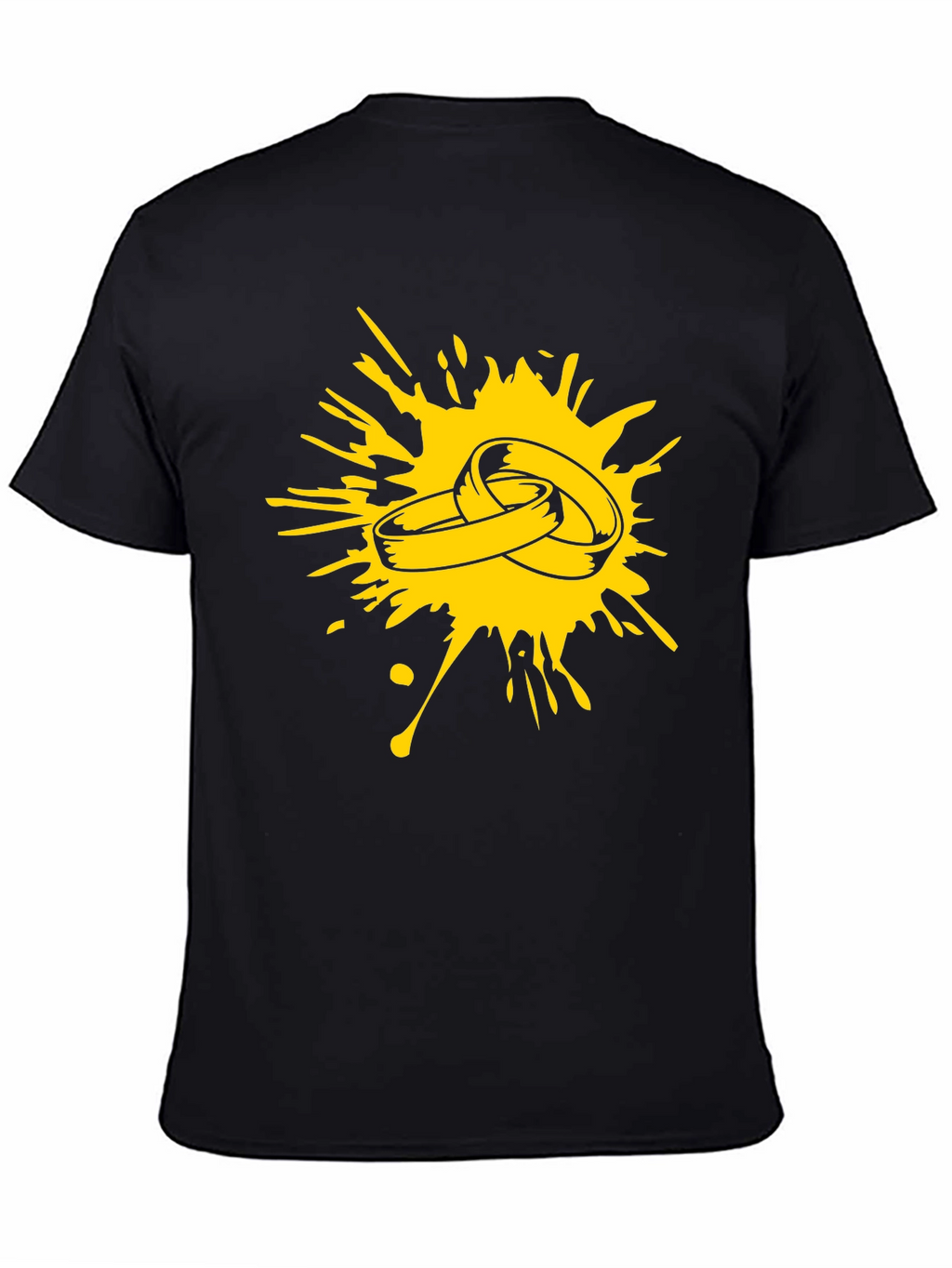Splash of Love: Black T-Shirt with Ring Graphic