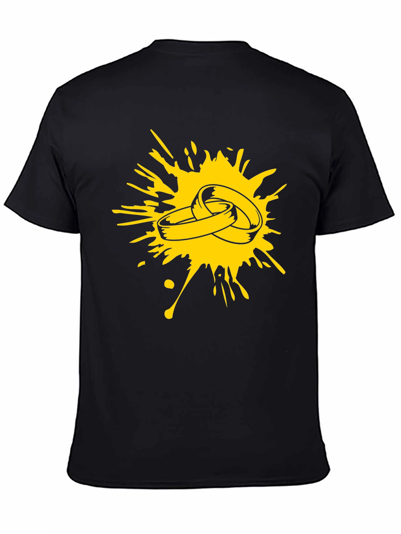 Splash of Love: Black T-Shirt with Ring Graphic