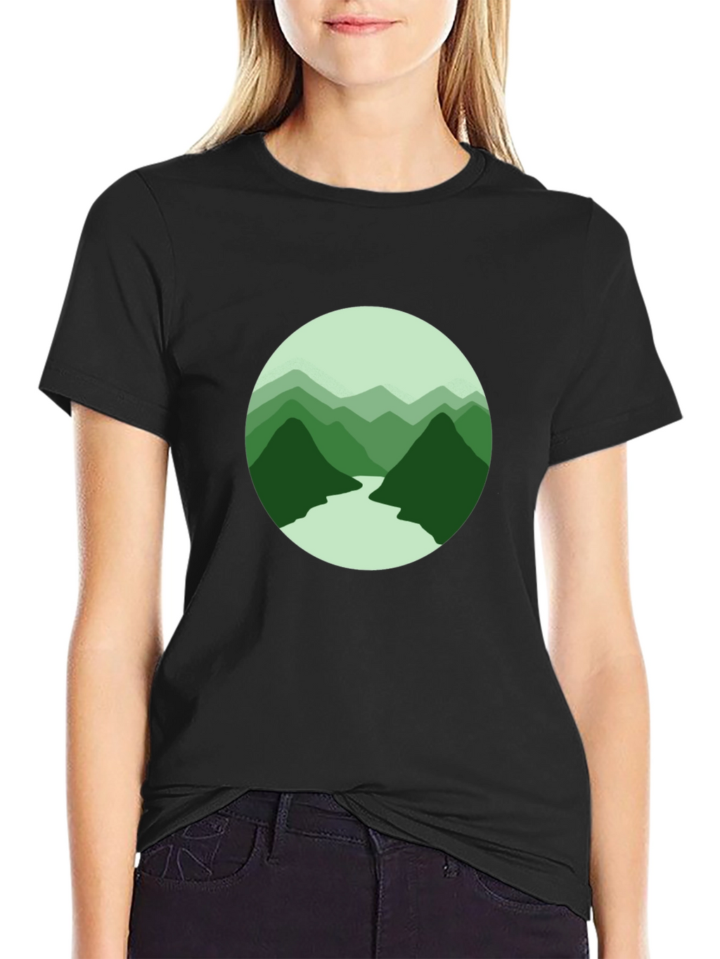 Mountain River Graphic Tee - Black