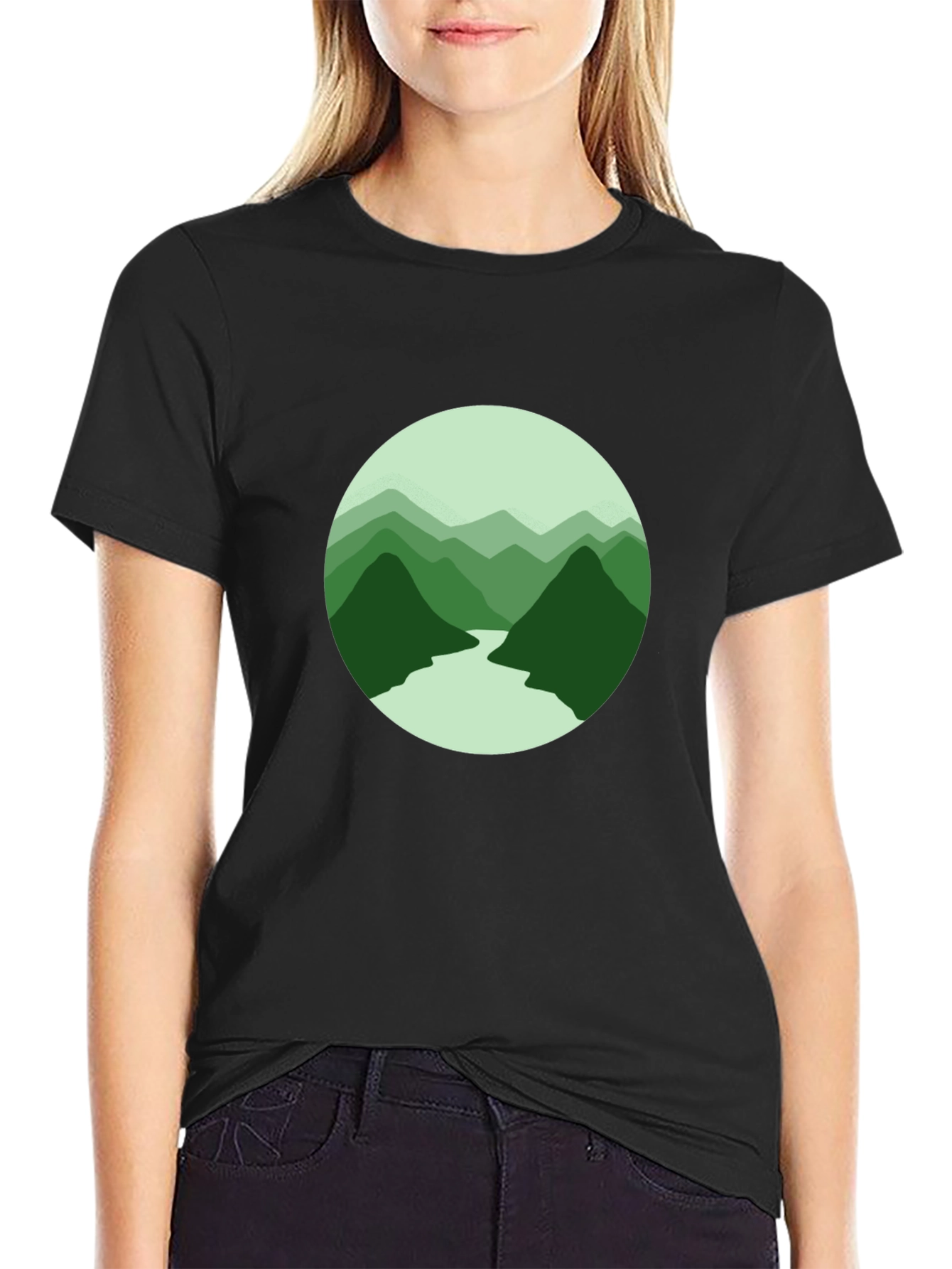 Mountain River Graphic Tee - Black