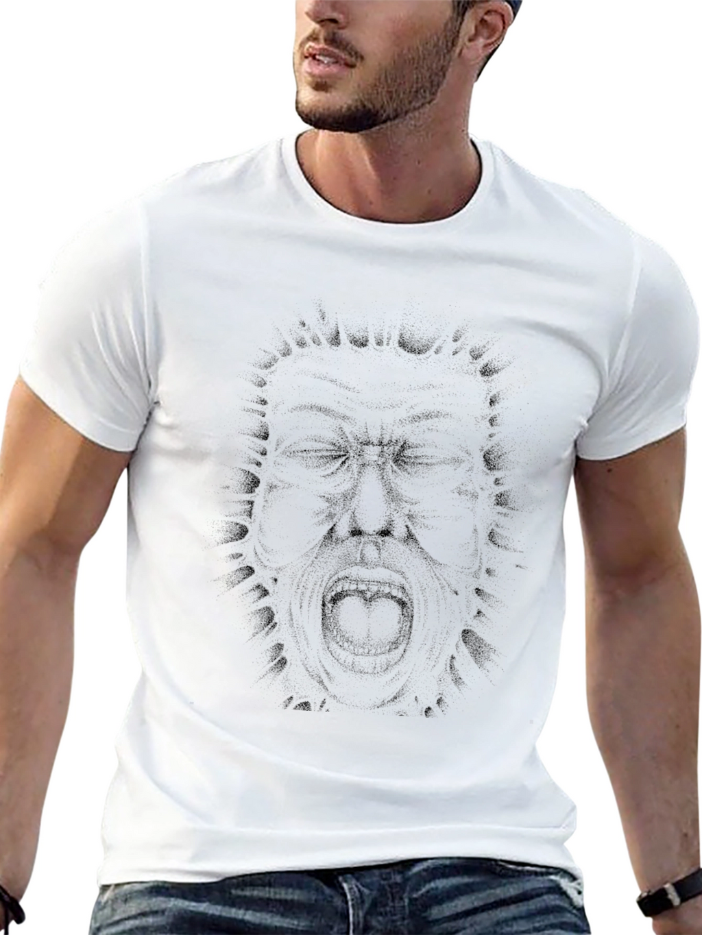 Screaming Face Black Graphic Tee
