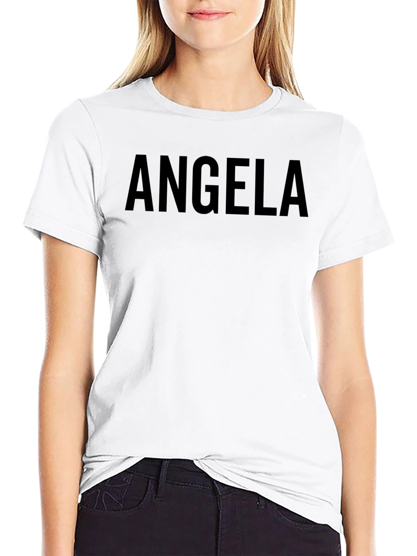 ANGELA Personalized Graphic T-Shirt - Black