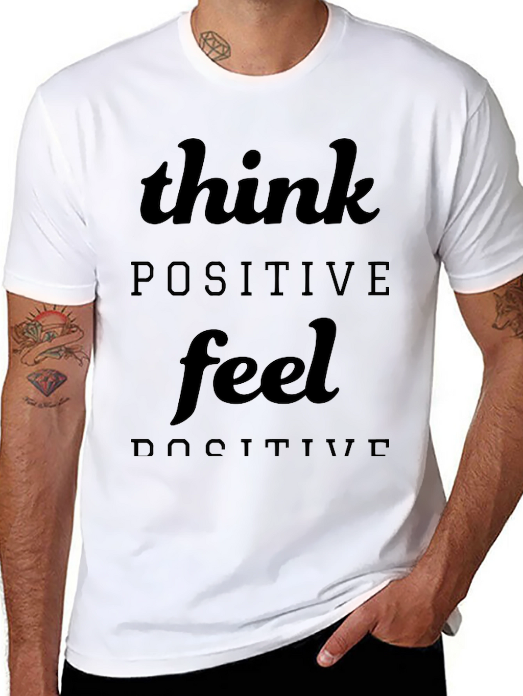 Think Positive Feel Positive Black T-Shirt