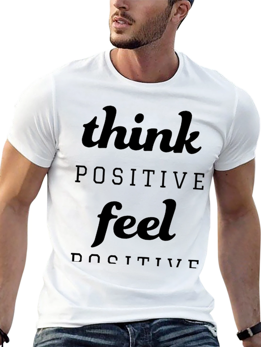 Think Positive Feel Positive Black T-Shirt