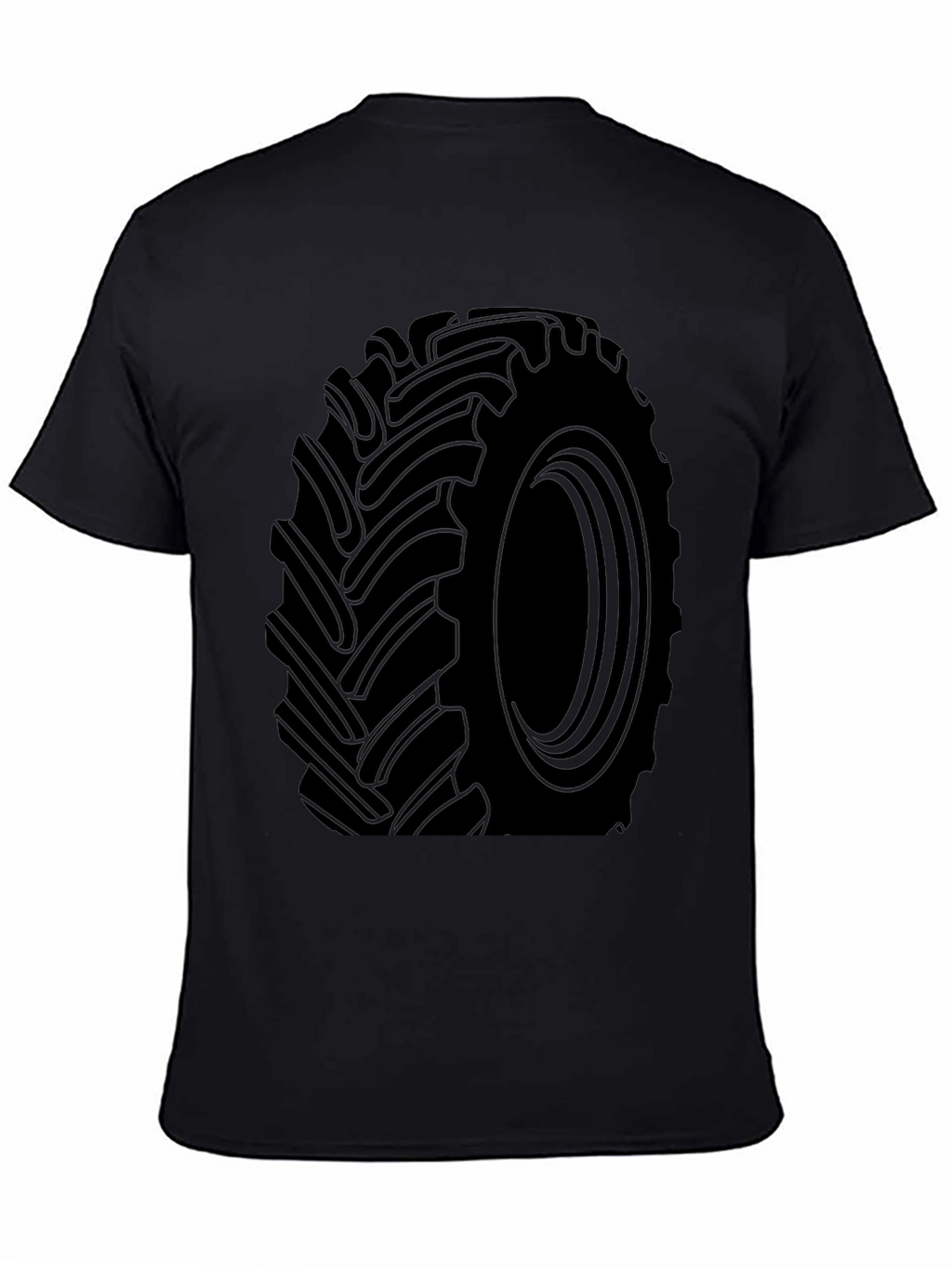 Tractor Tire Graphic Tee - Black Cotton T-Shirt