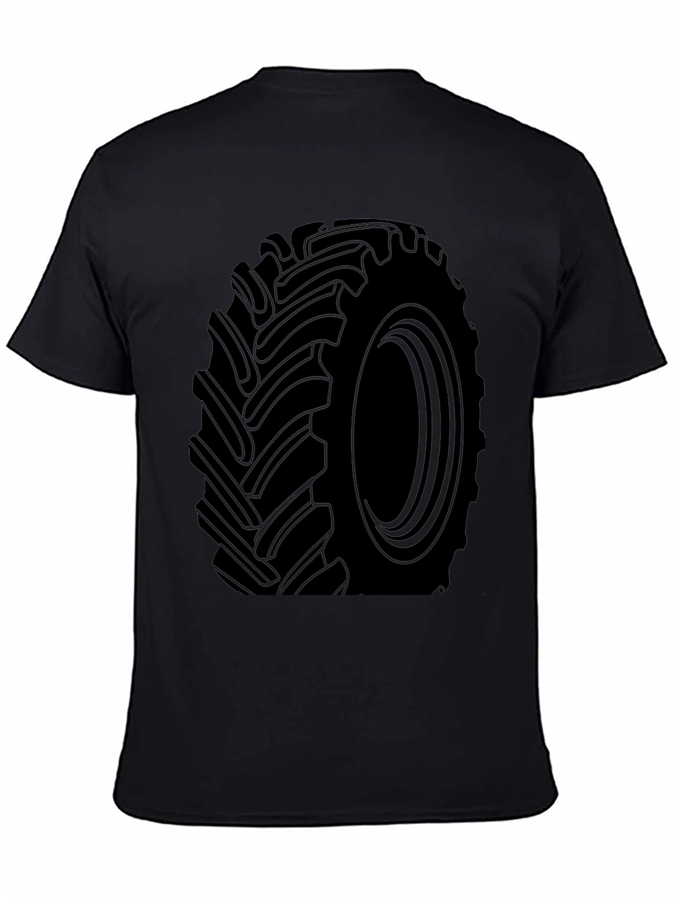 Tractor Tire Graphic Tee - Black Cotton T-Shirt