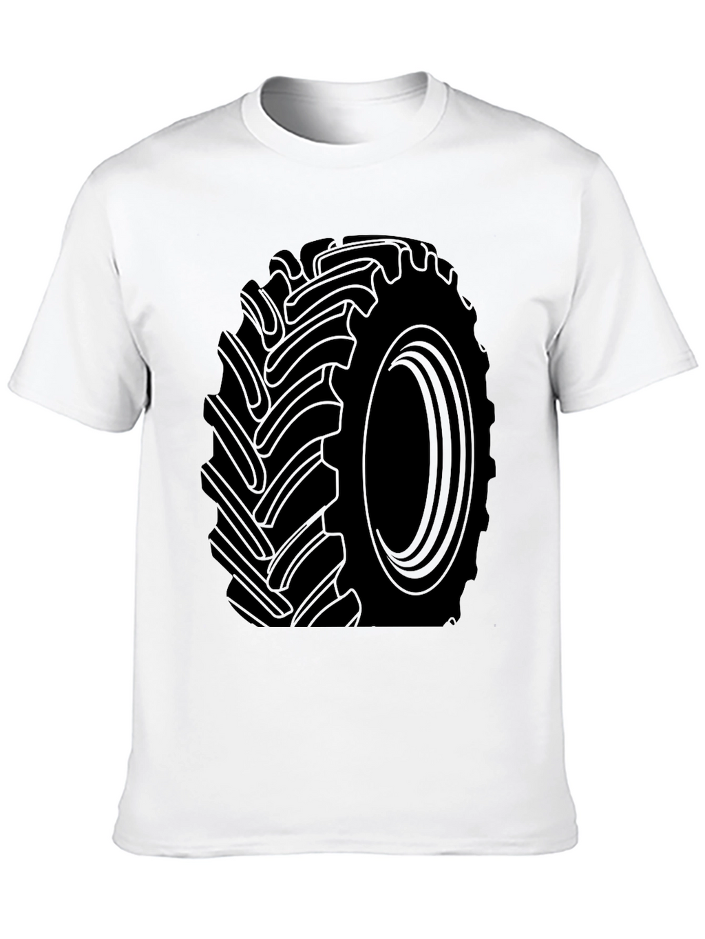 Tractor Tire Graphic Tee - Black Cotton T-Shirt