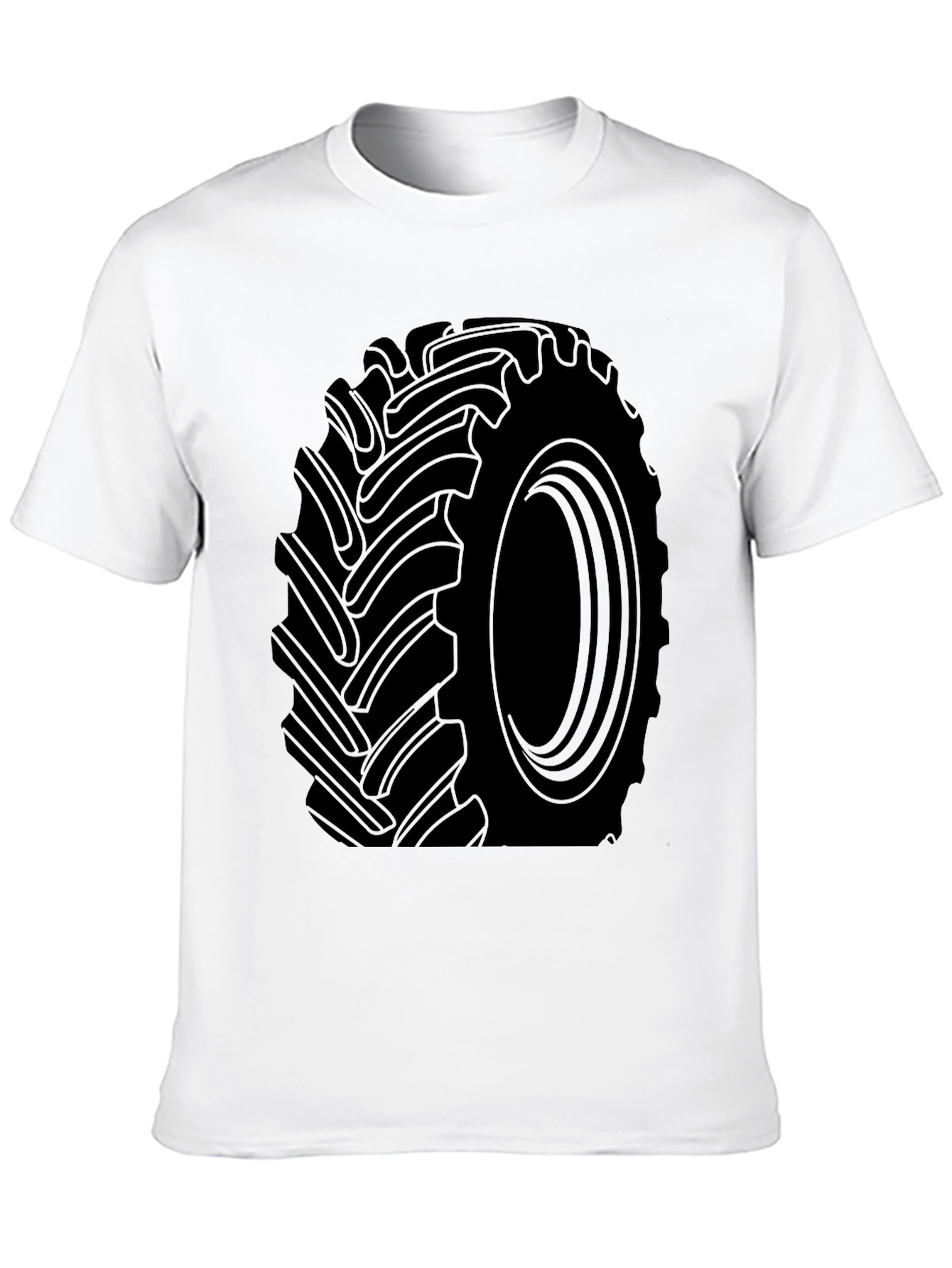 Tractor Tire Graphic Tee - Black Cotton T-Shirt