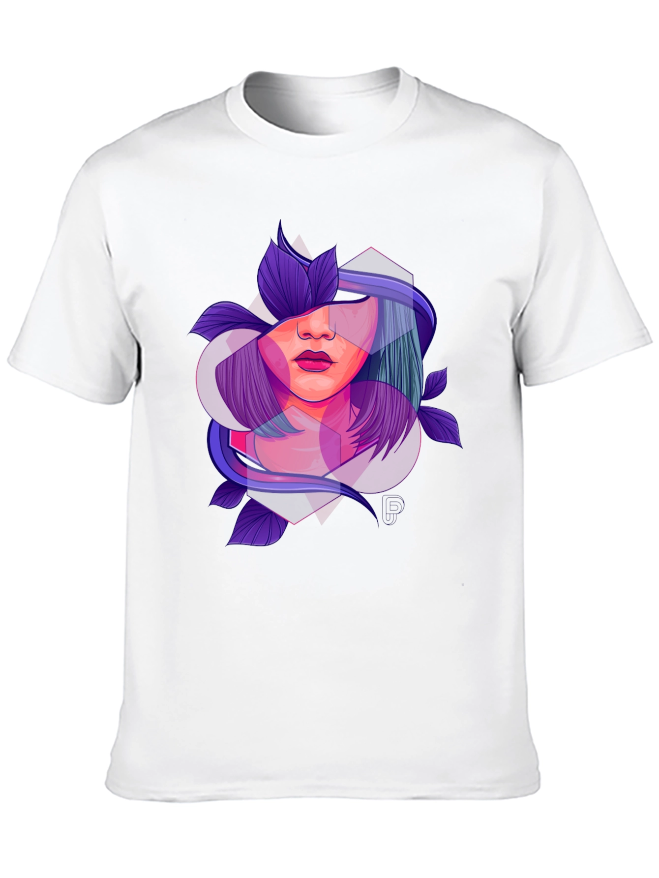 Abstract Woman Floral Graphic Black T-Shirt
