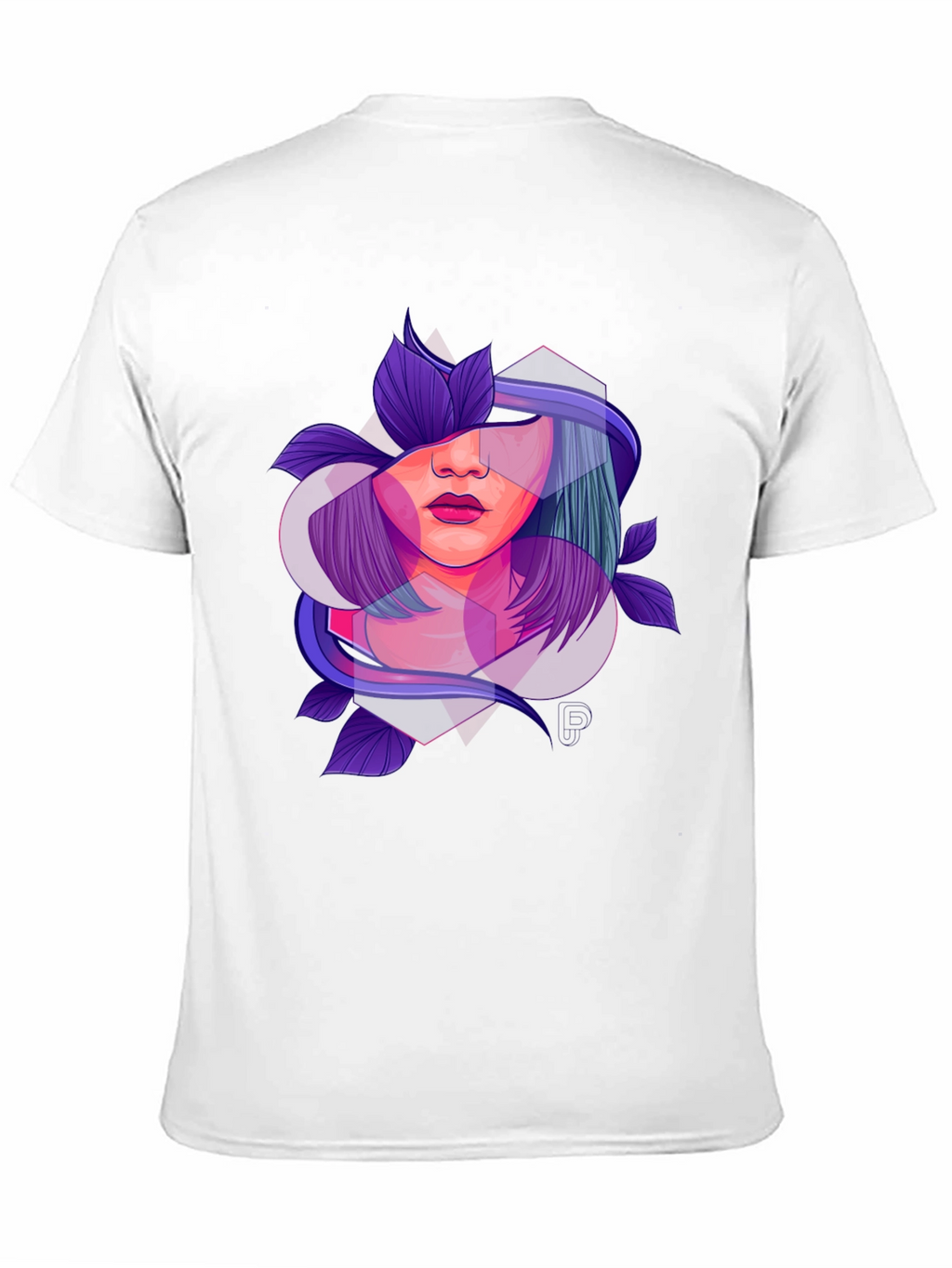 Abstract Woman Floral Graphic Black T-Shirt