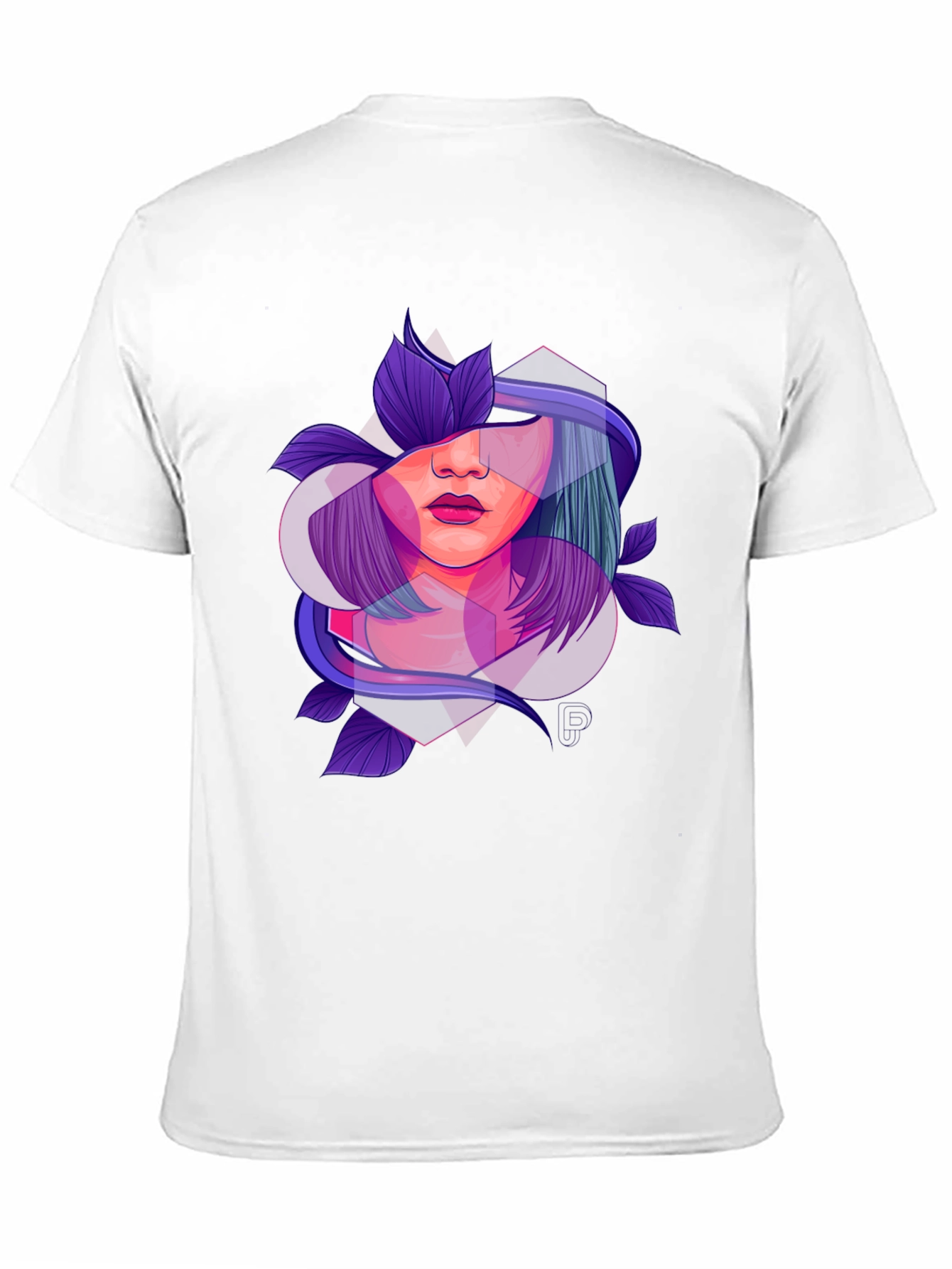 Abstract Woman Floral Graphic Black T-Shirt
