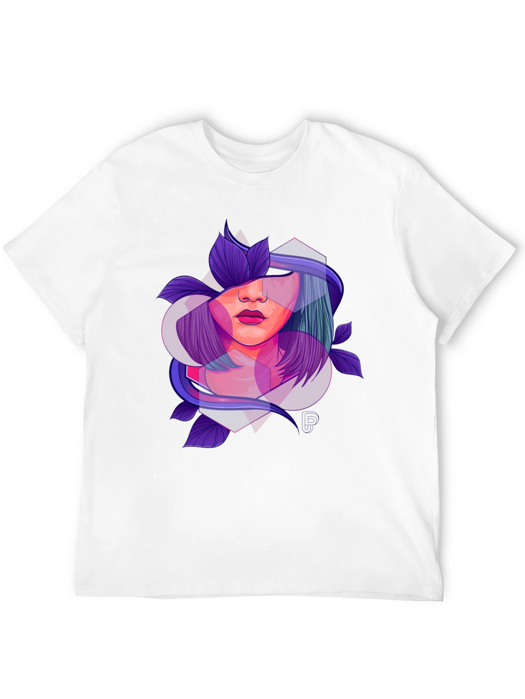 Abstract Woman Floral Graphic Black T-Shirt