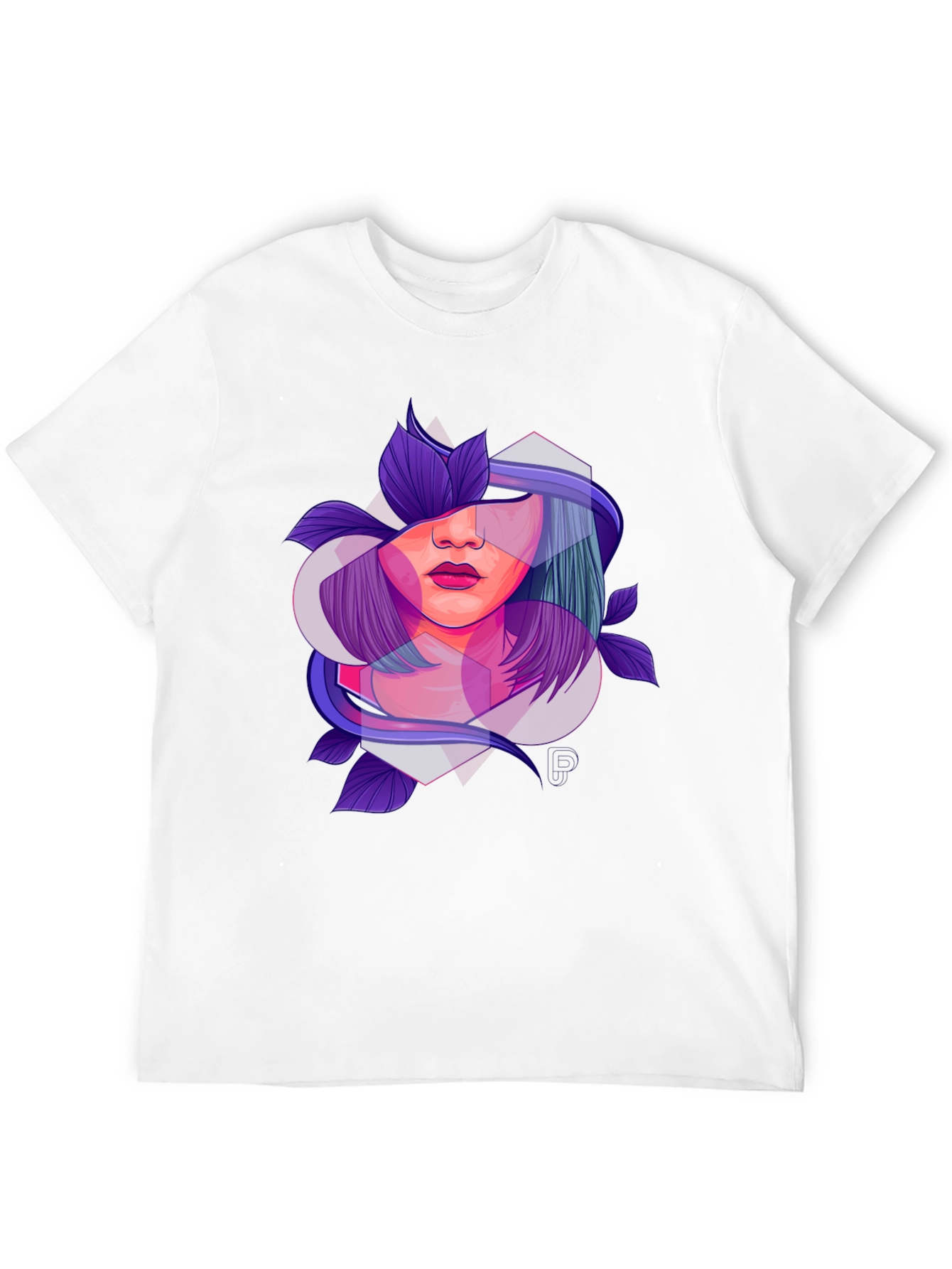 Abstract Woman Floral Graphic Black T-Shirt