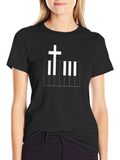 Christian Cross Piano Keyboard Graphic Tee