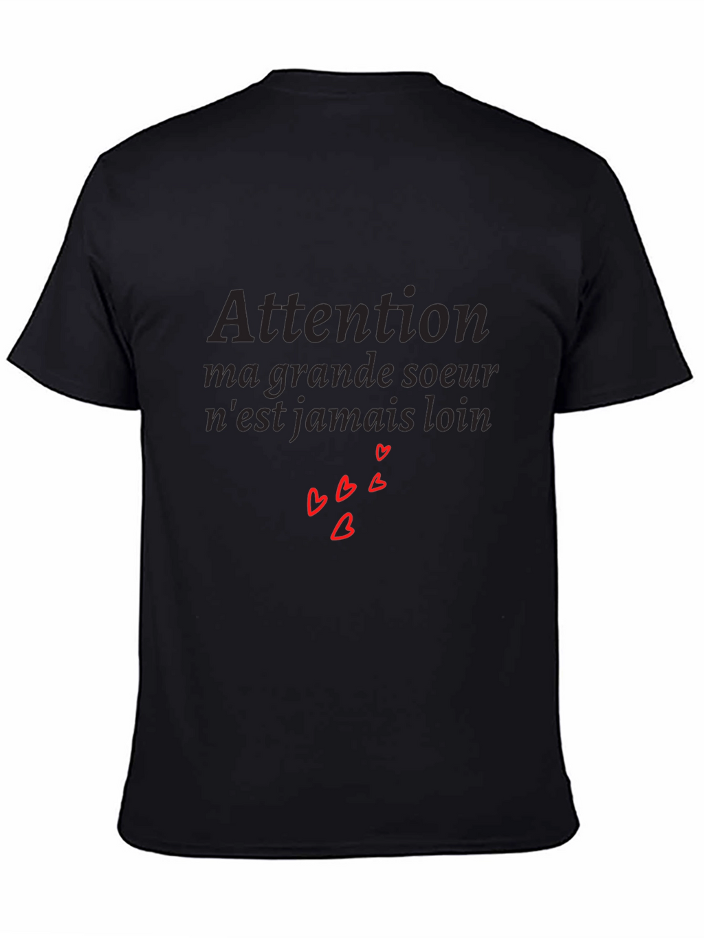 Attention Big Sister Tee - French Saying with Hearts