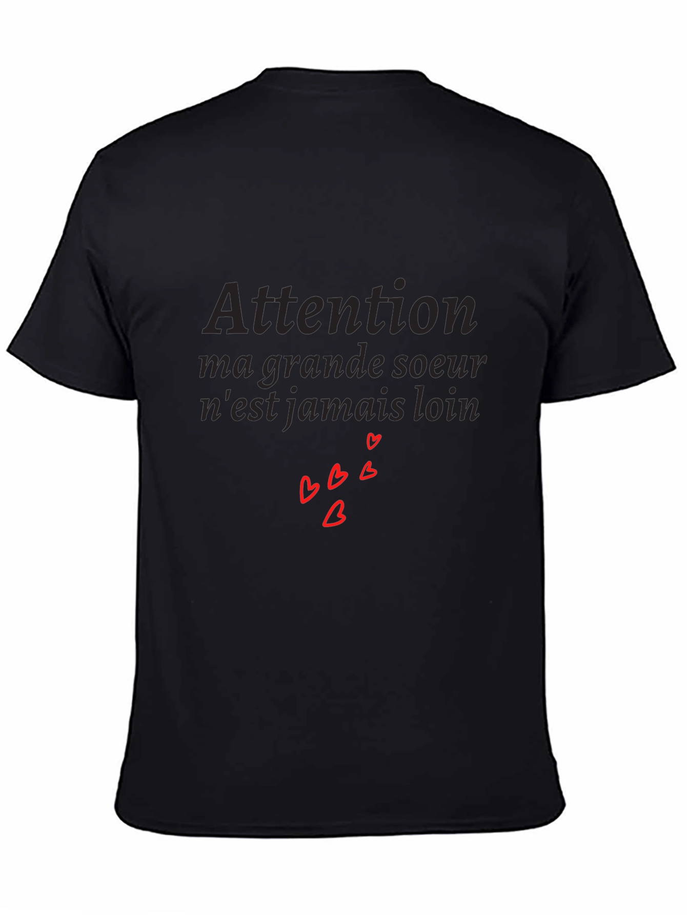 Attention Big Sister Tee - French Saying with Hearts