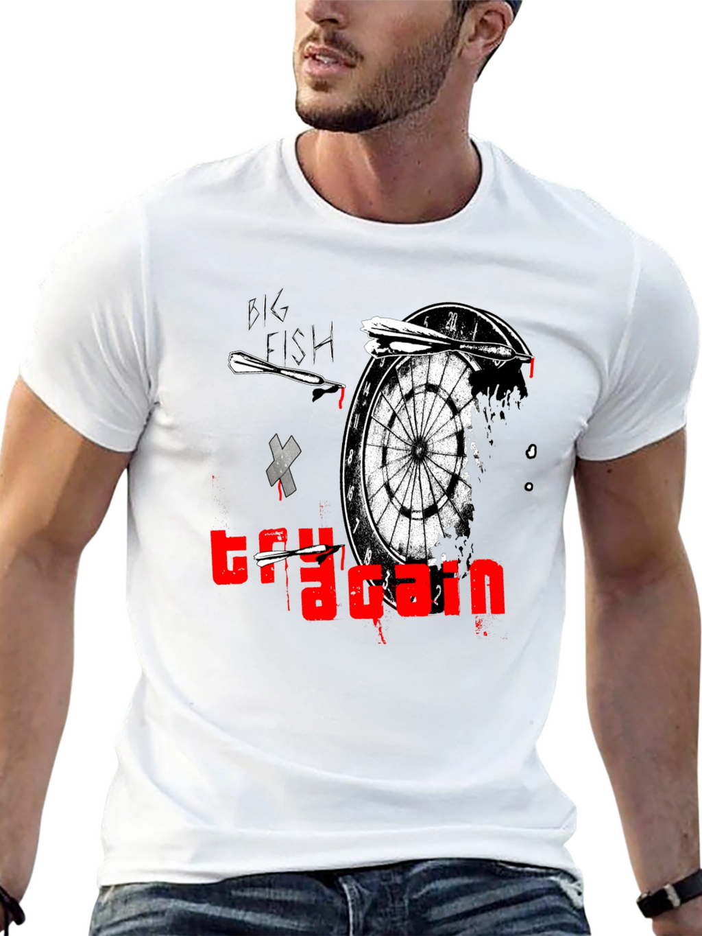Try Again Dart Board Graphic T-Shirt - Unique Design
