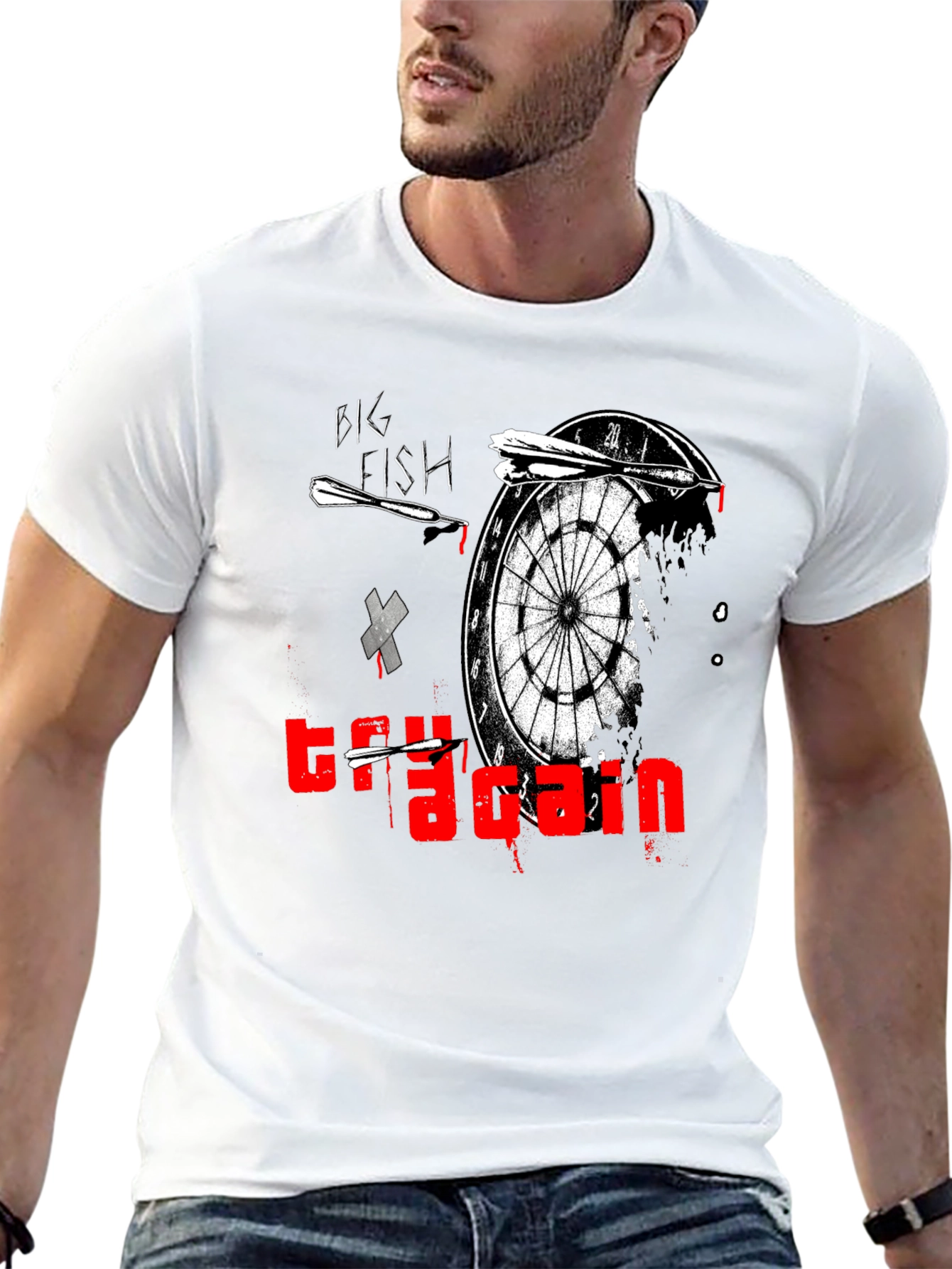 Try Again Dart Board Graphic T-Shirt - Unique Design