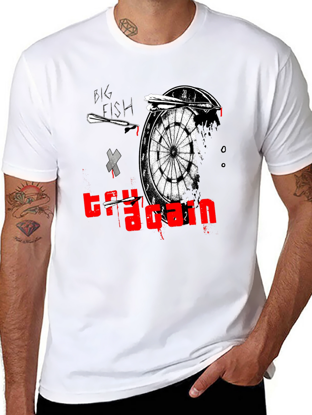 Try Again Dart Board Graphic T-Shirt - Unique Design