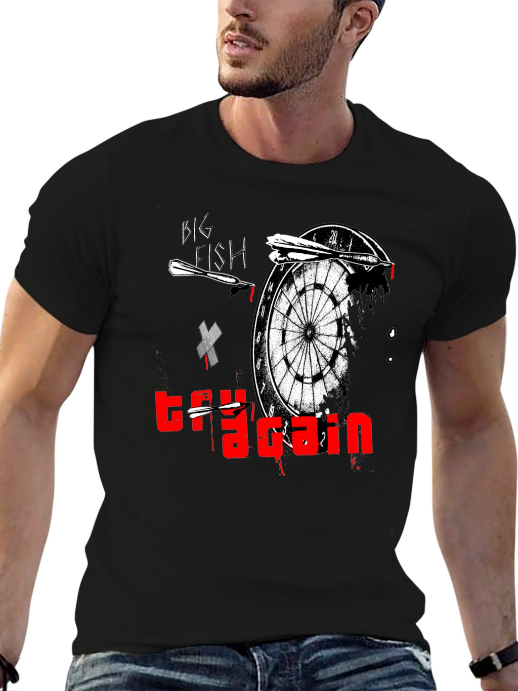 Try Again Dart Board Graphic T-Shirt - Unique Design