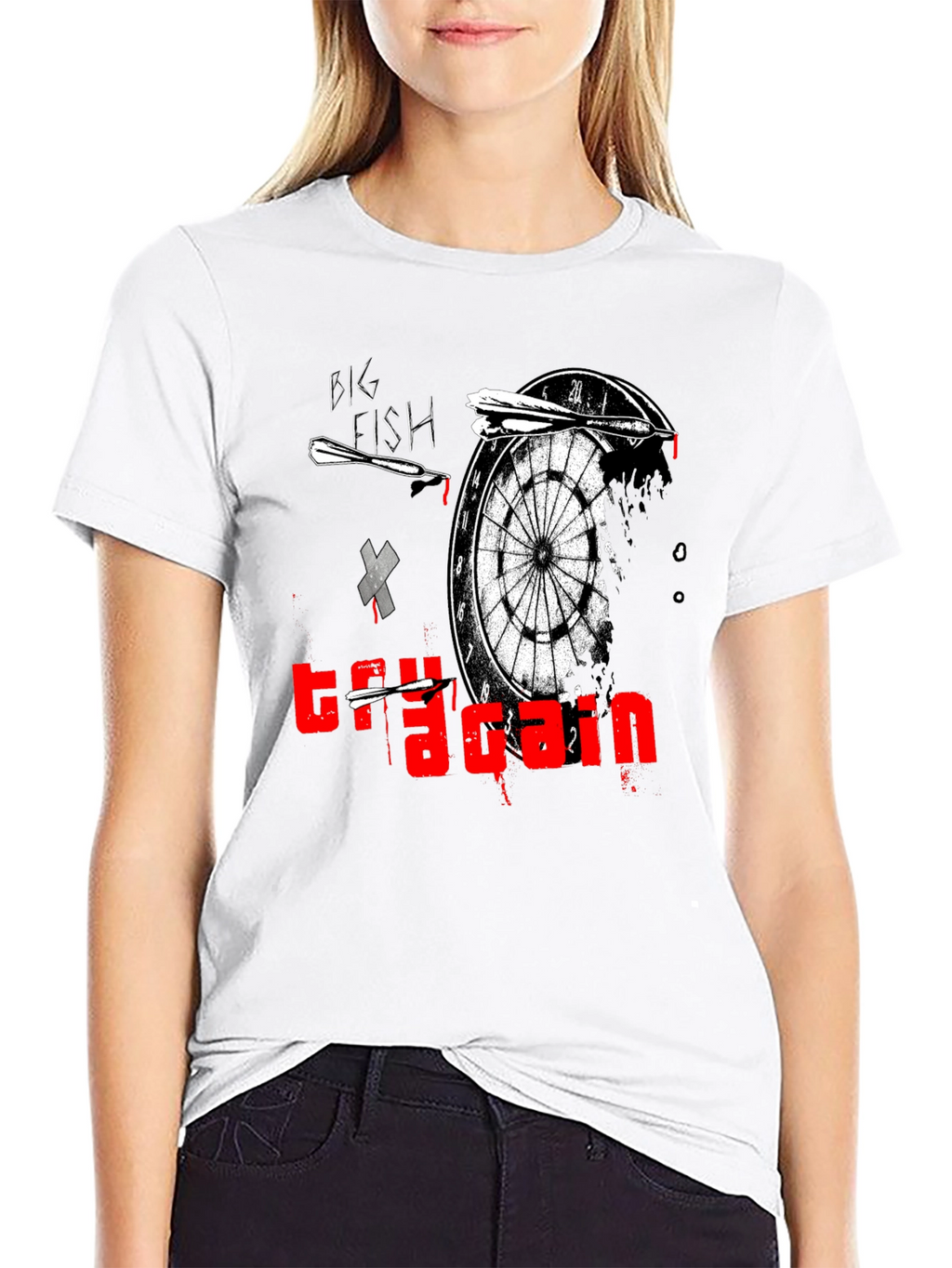 Try Again Dart Board Graphic T-Shirt - Unique Design