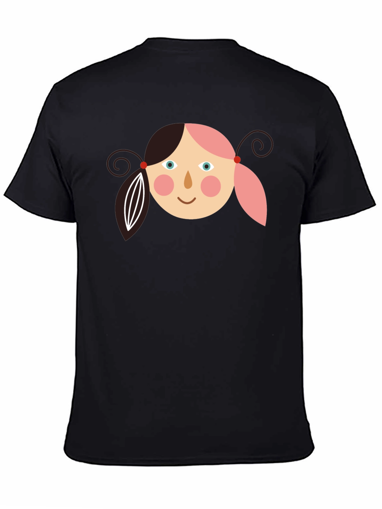 Girl Face Graphic Tee - Black Casual T-Shirt