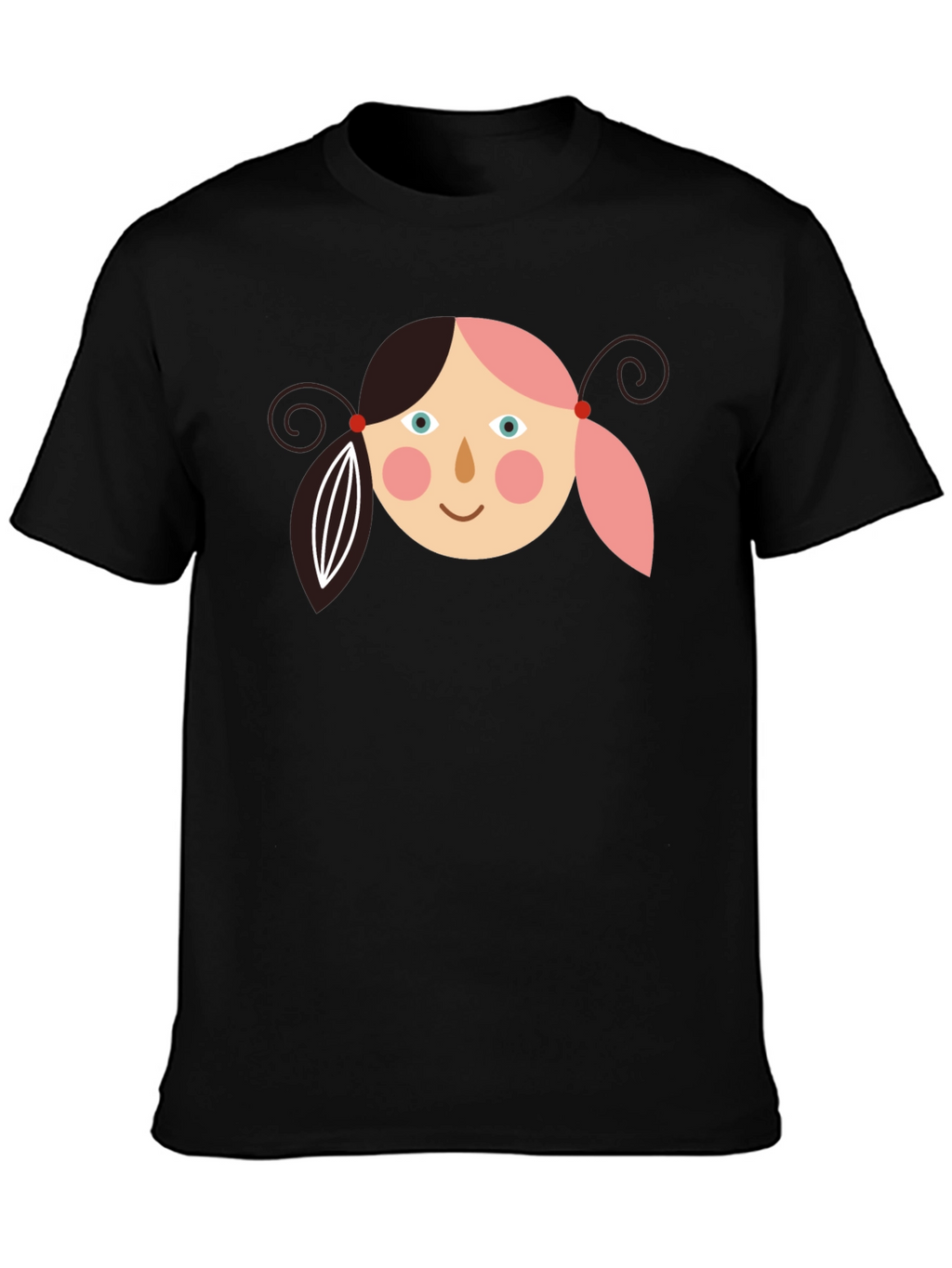 Girl Face Graphic Tee - Black Casual T-Shirt