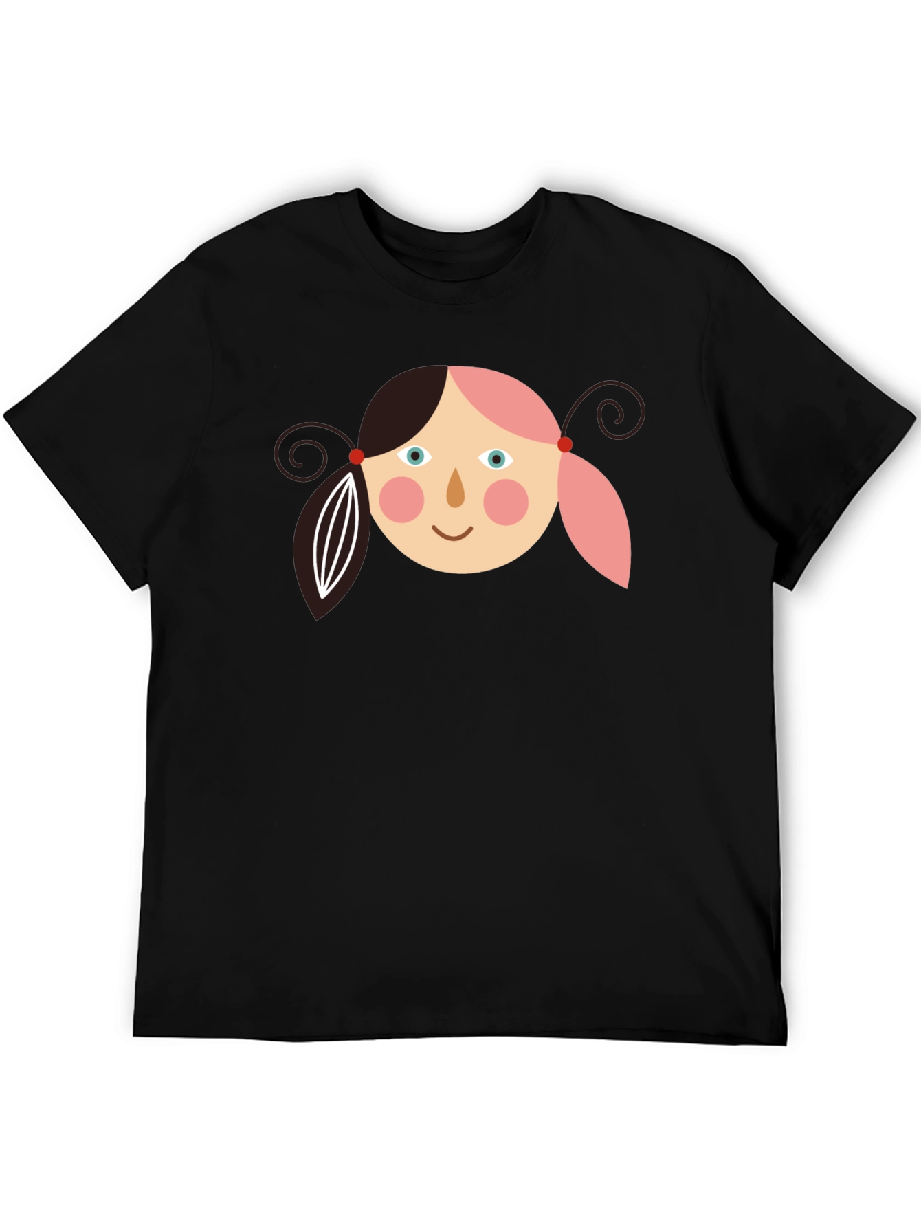 Girl Face Graphic Tee - Black Casual T-Shirt