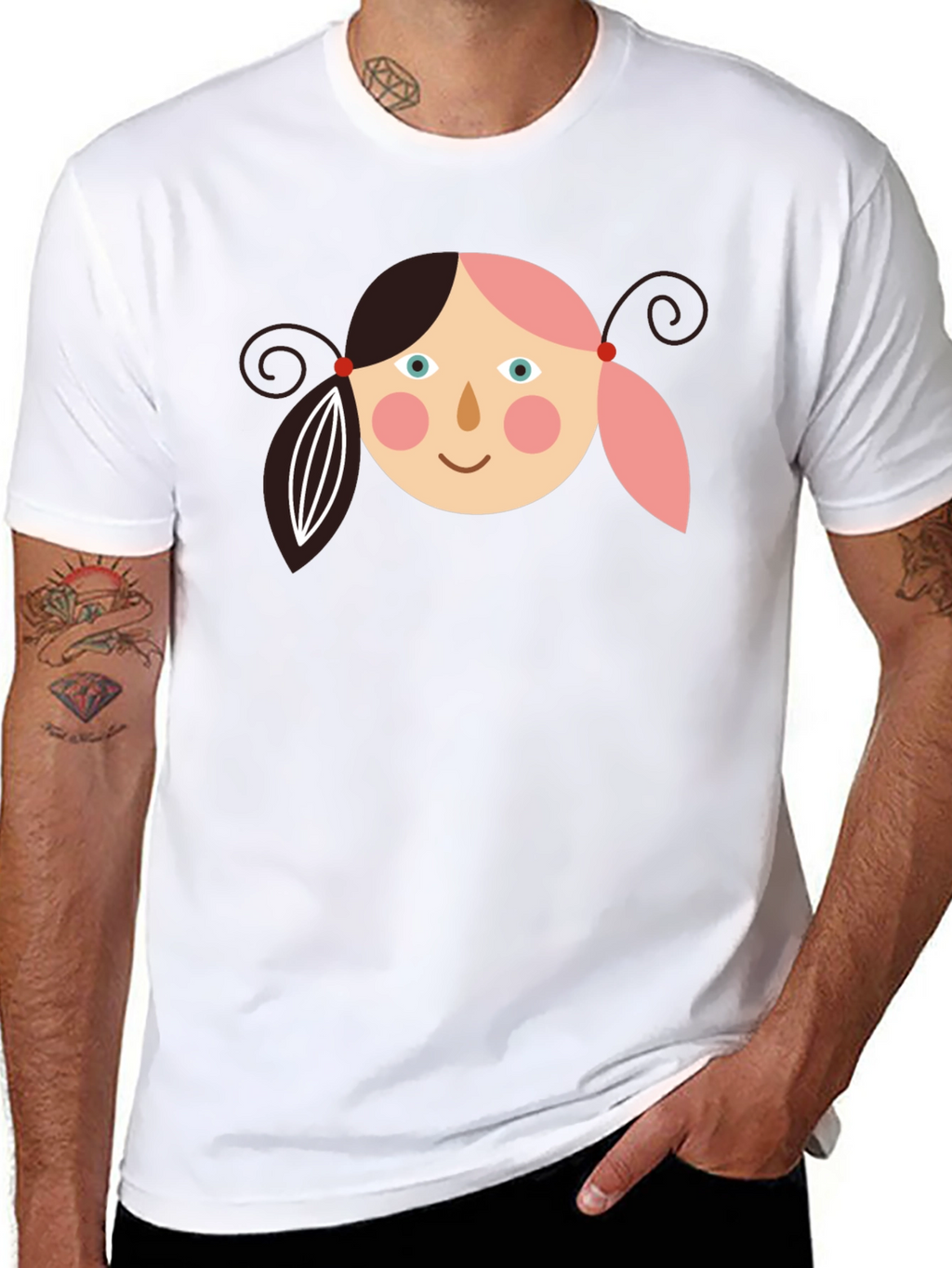 Girl Face Graphic Tee - Black Casual T-Shirt