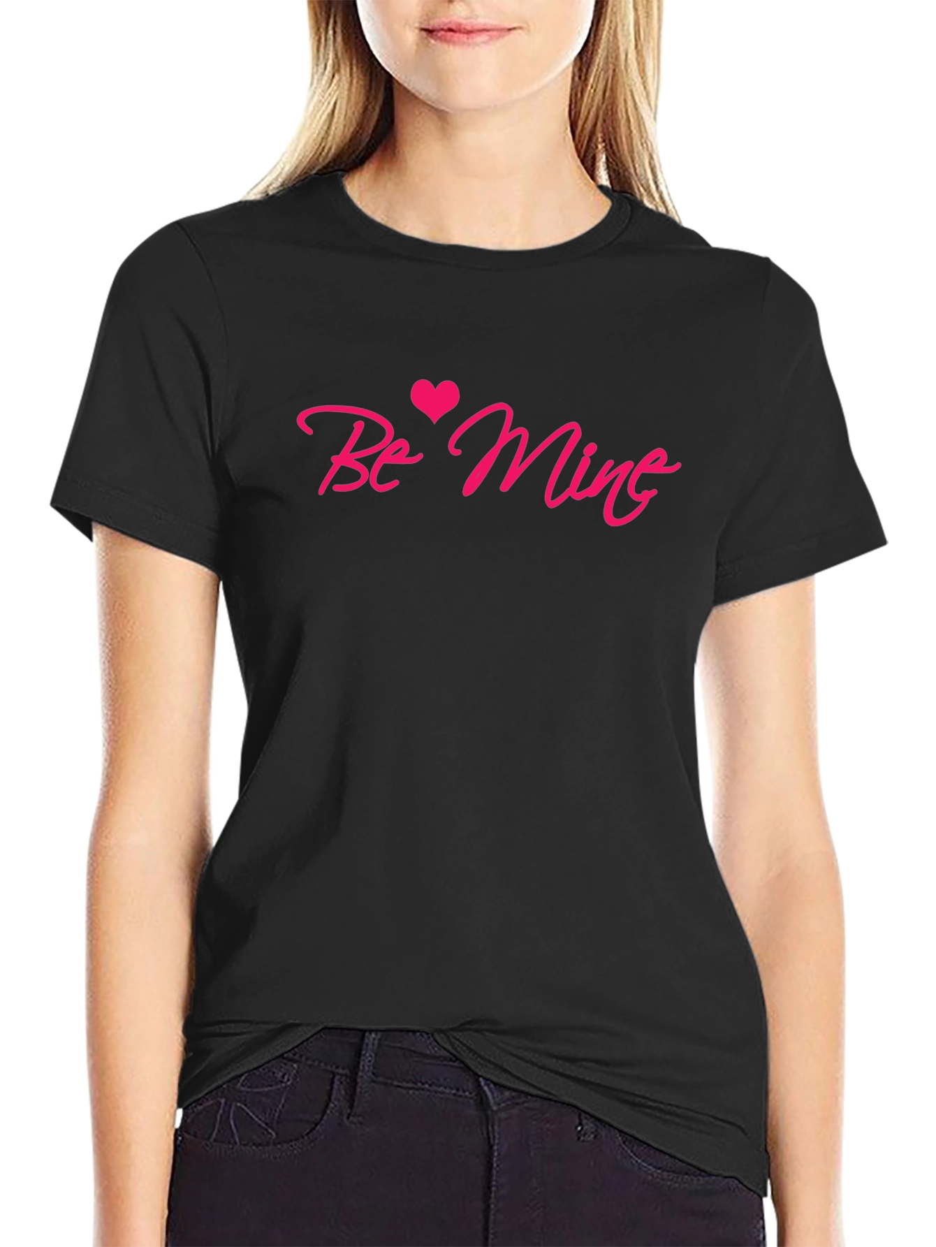 Be Mine Valentines Day Black Tee