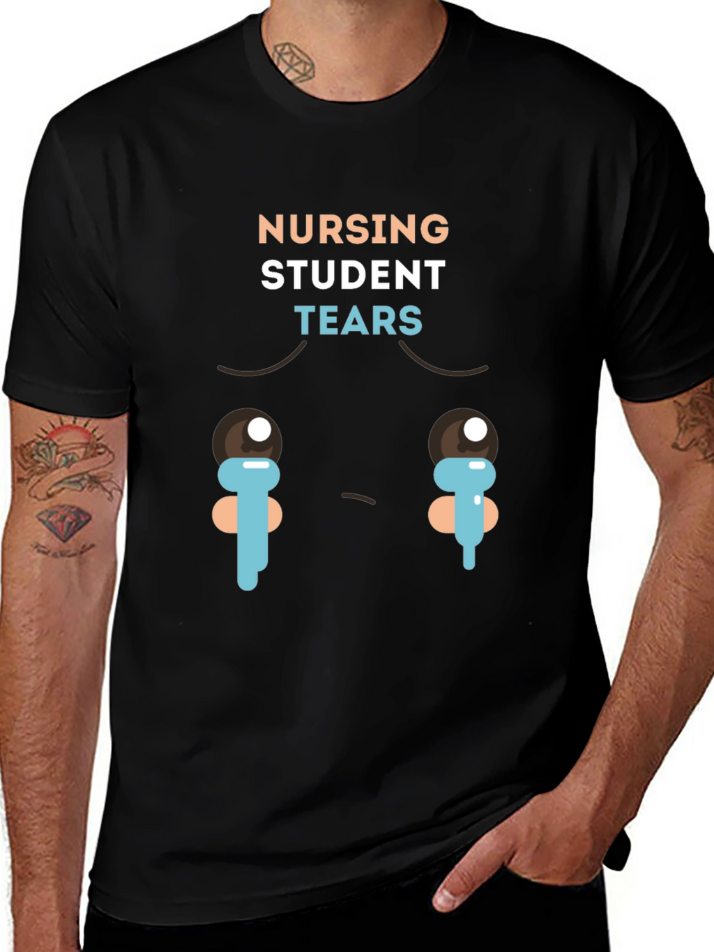 Nursing Student Tears Graphic T-Shirt - Black