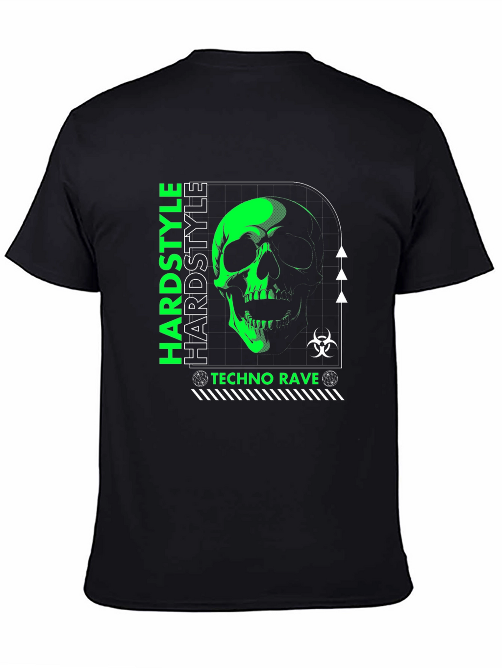 Hardstyle Techno Rave Skull Graphic Black T-Shirt