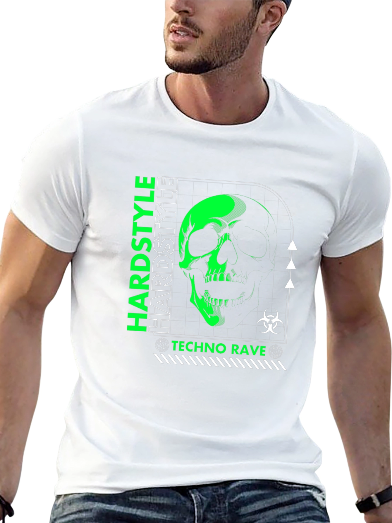 Hardstyle Techno Rave Skull Graphic Black T-Shirt