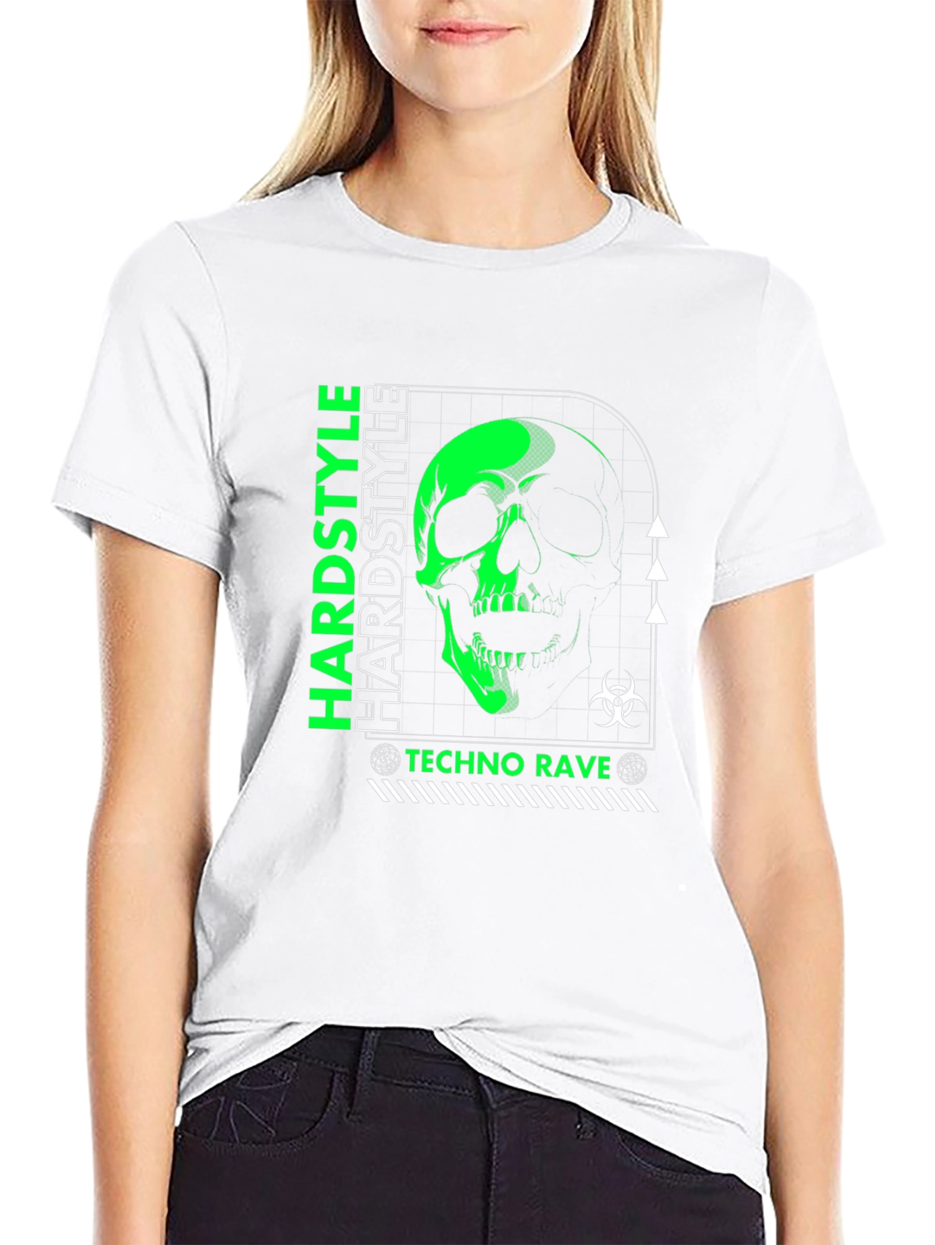 Hardstyle Techno Rave Skull Graphic Black T-Shirt