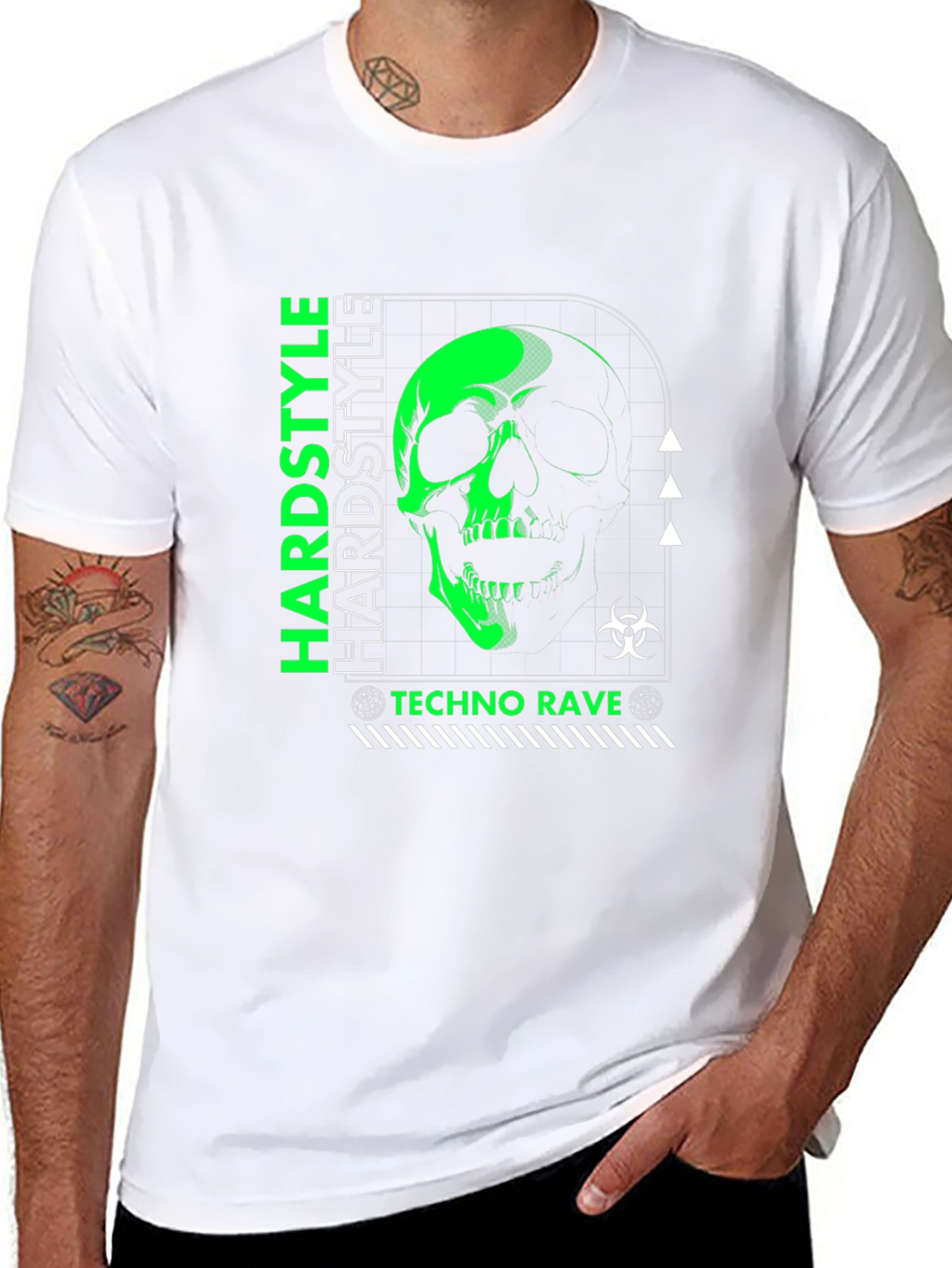 Hardstyle Techno Rave Skull Graphic Black T-Shirt