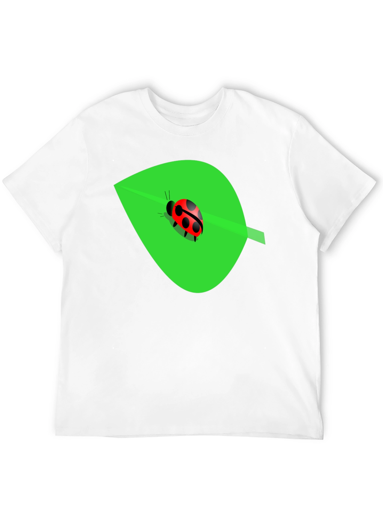 Ladybug on Leaf Graphic Tee - Black Cotton Blend