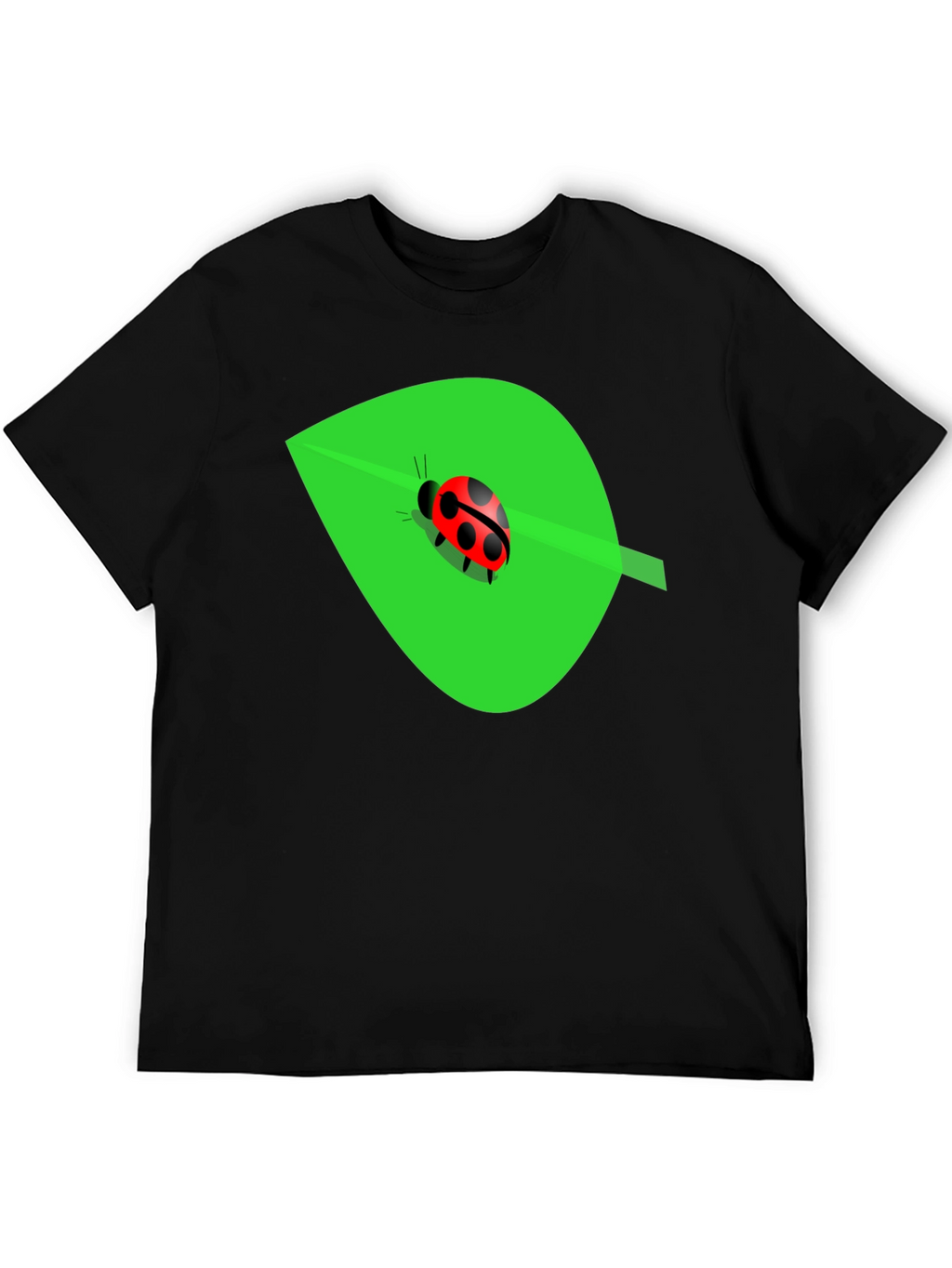 Ladybug on Leaf Graphic Tee - Black Cotton Blend