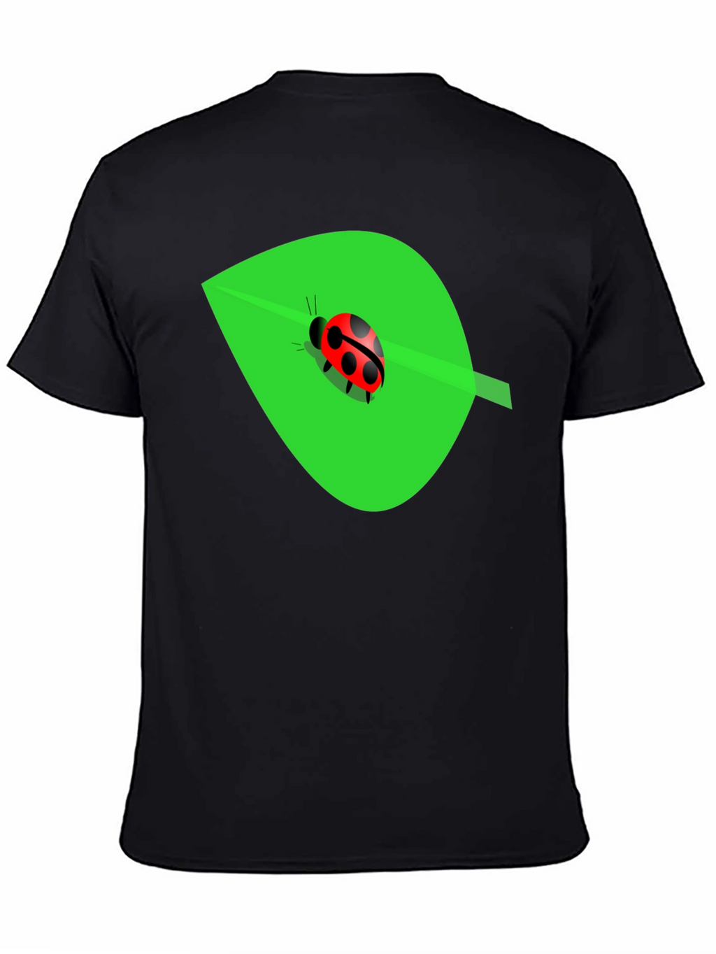 Ladybug on Leaf Graphic Tee - Black Cotton Blend