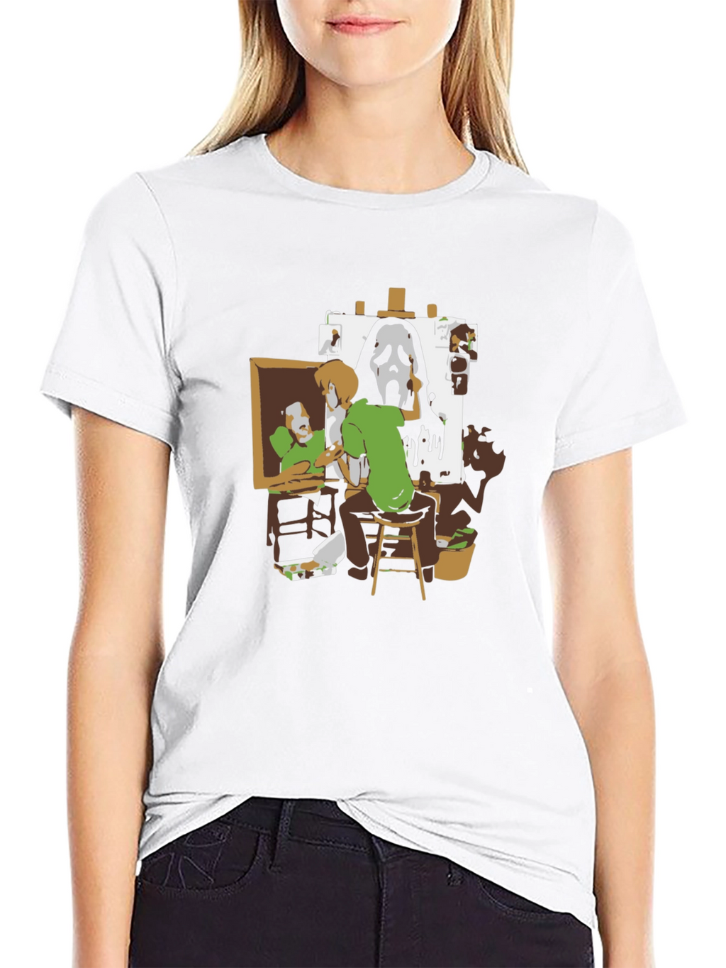 Shaggy Painting Ghost Face Black Graphic Tee