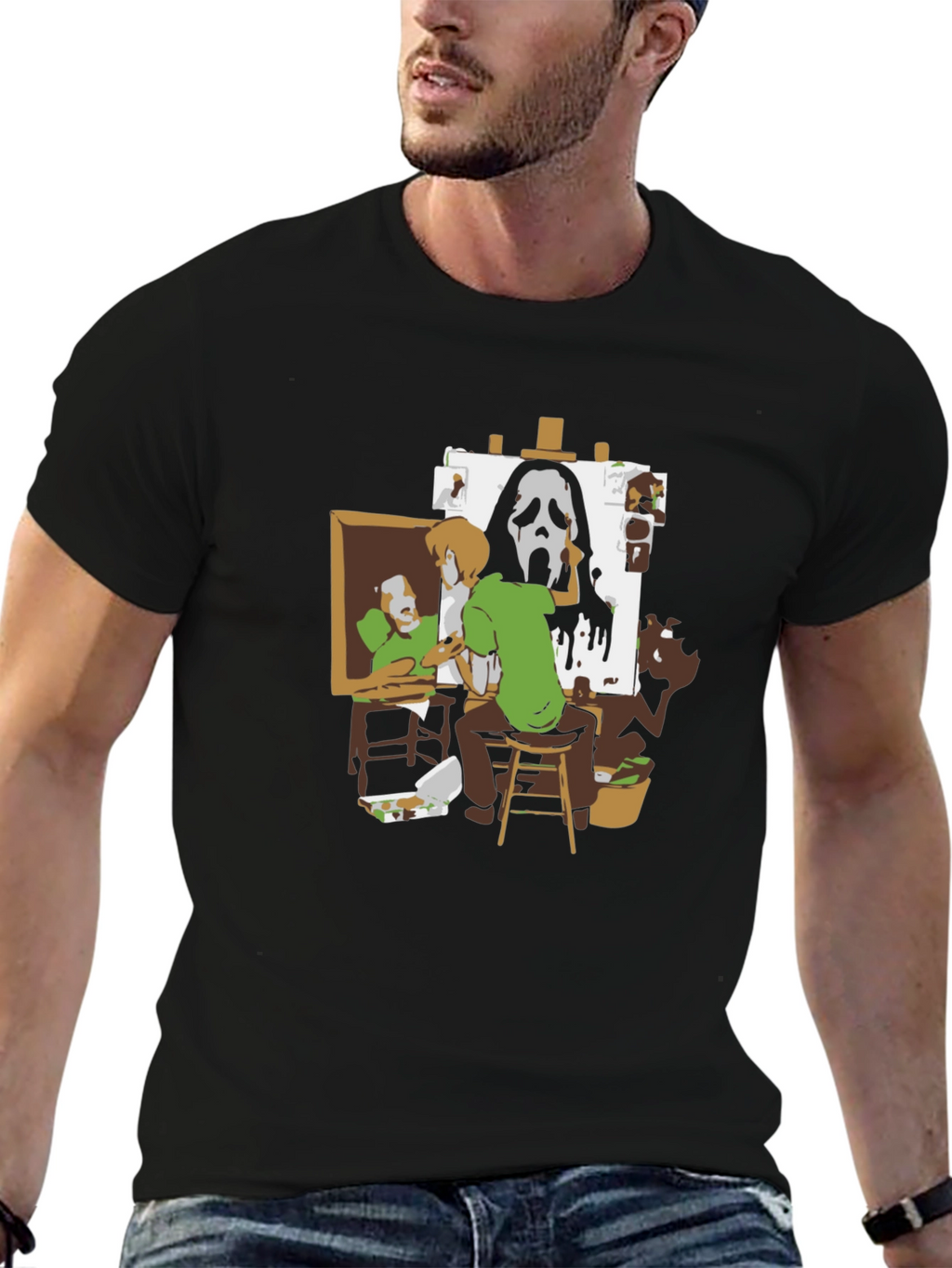 Shaggy Painting Ghost Face Black Graphic Tee
