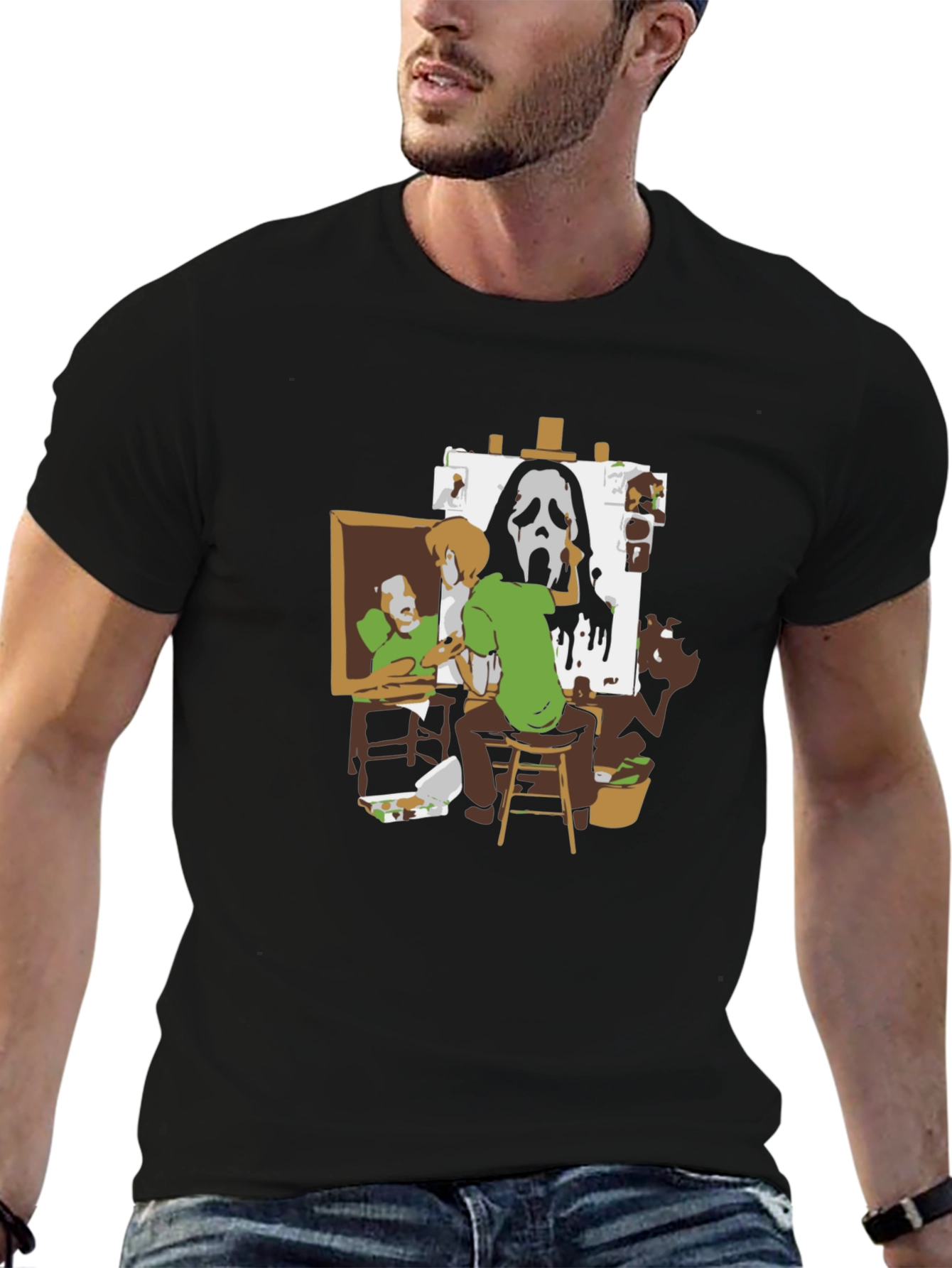 Shaggy Painting Ghost Face Black Graphic Tee