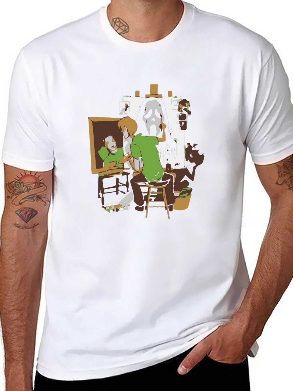 Shaggy Painting Ghost Face Black Graphic Tee