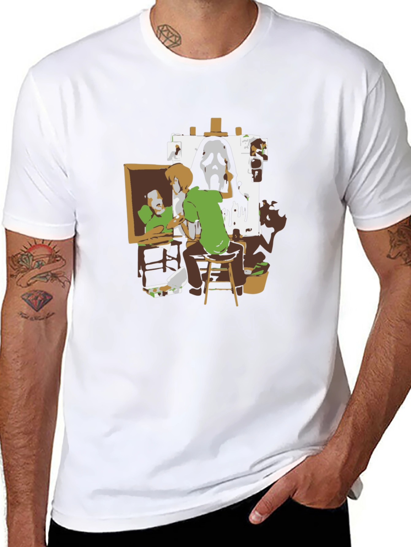 Shaggy Painting Ghost Face Black Graphic Tee