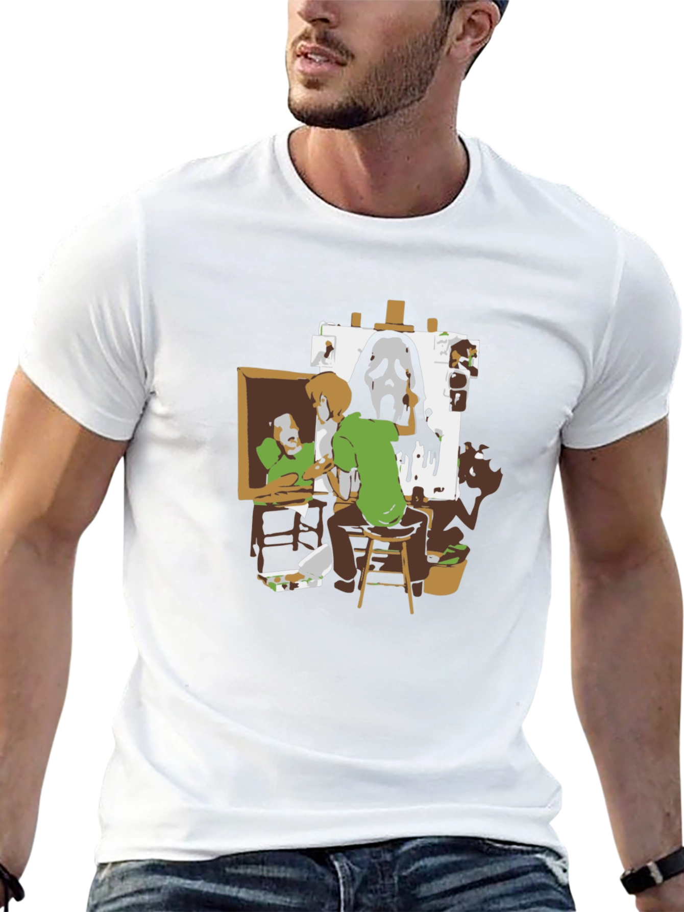Shaggy Painting Ghost Face Black Graphic Tee