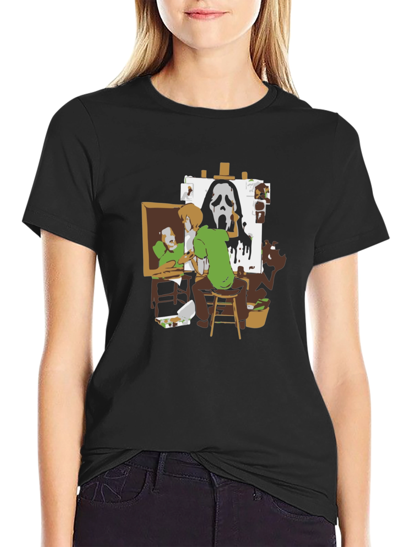Shaggy Painting Ghost Face Black Graphic Tee